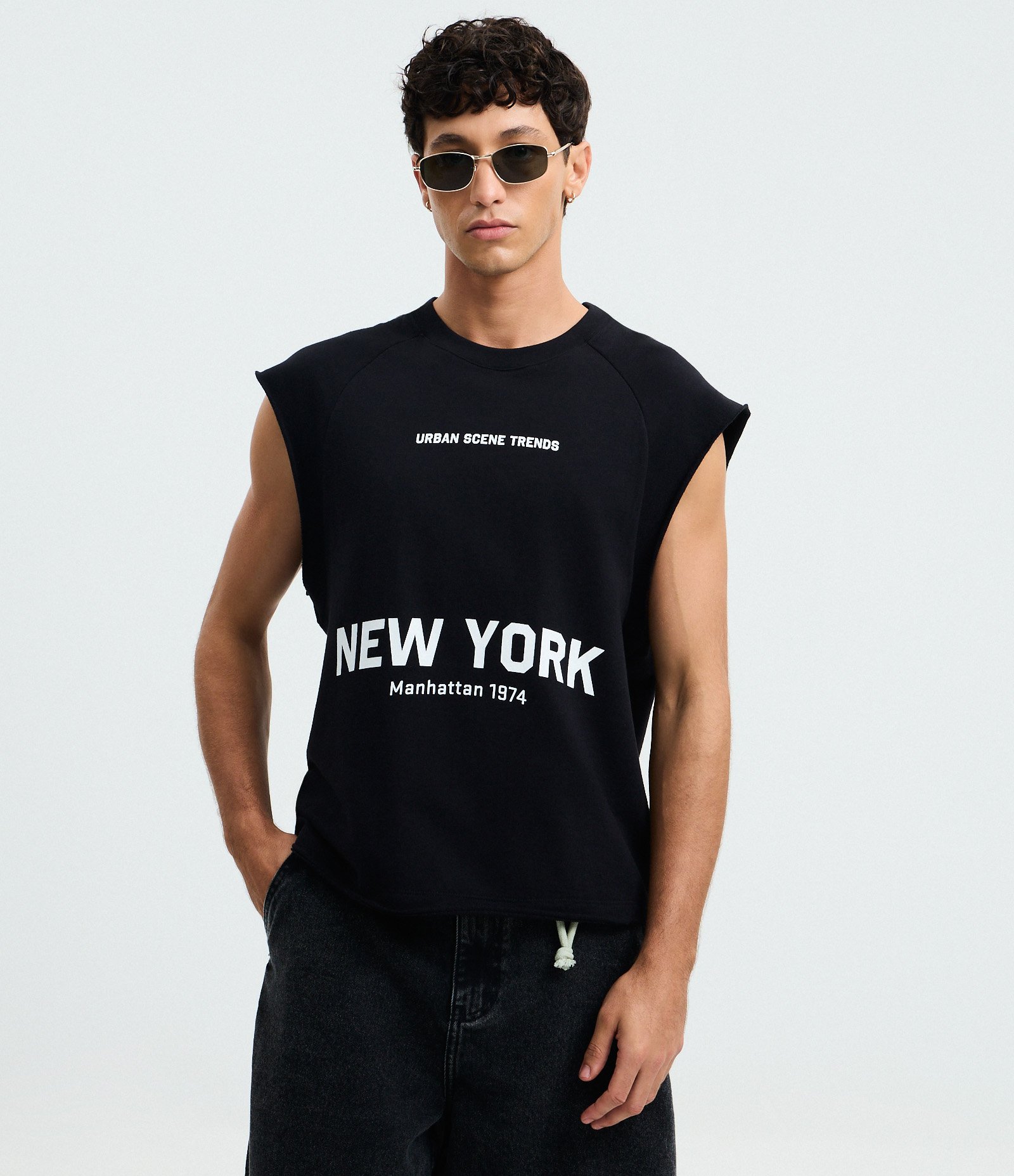 Regata Moletinho com Lettering New York Preto 1