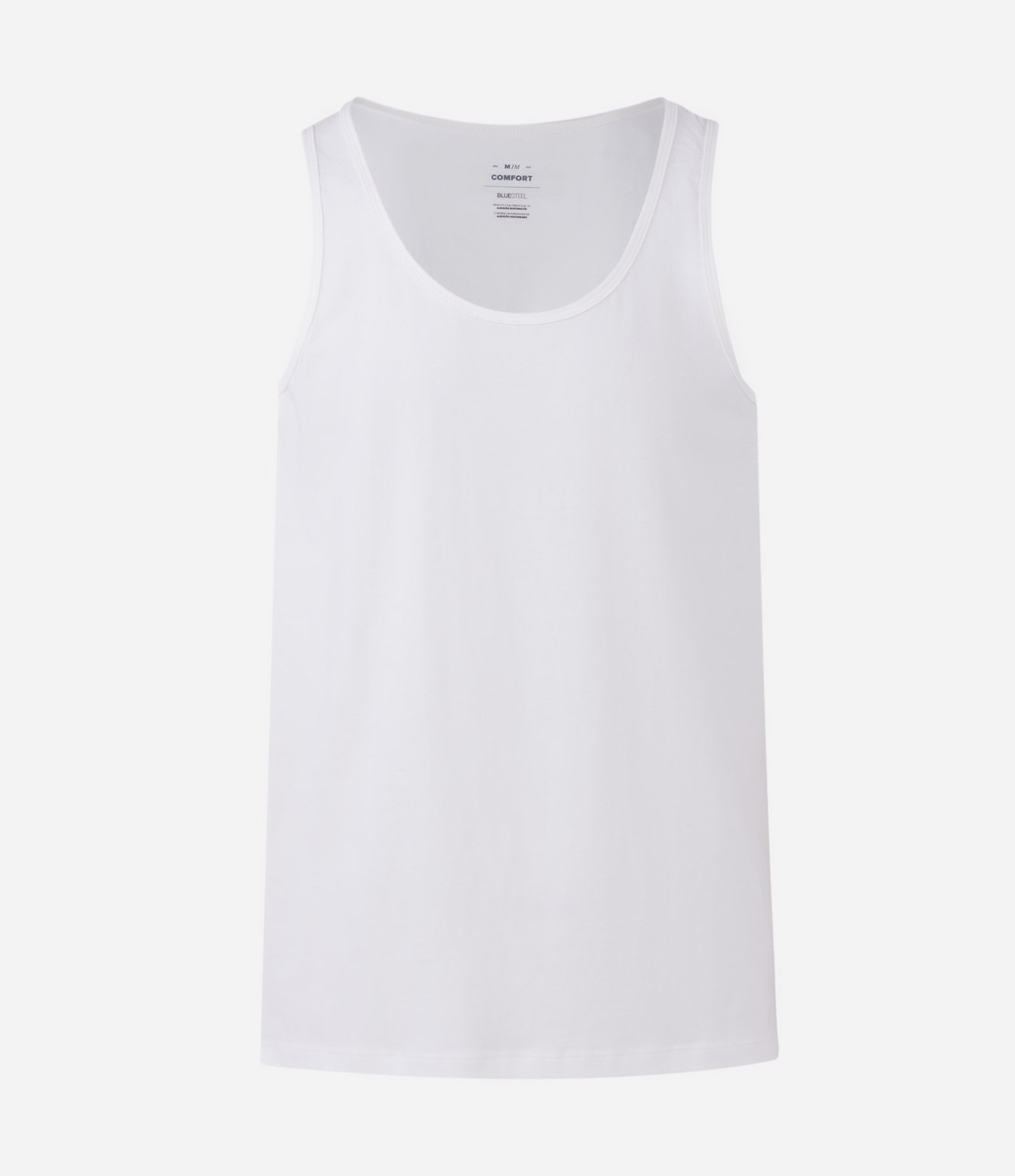 Regata Regular em Algodão com Gola Redonda Branco 1