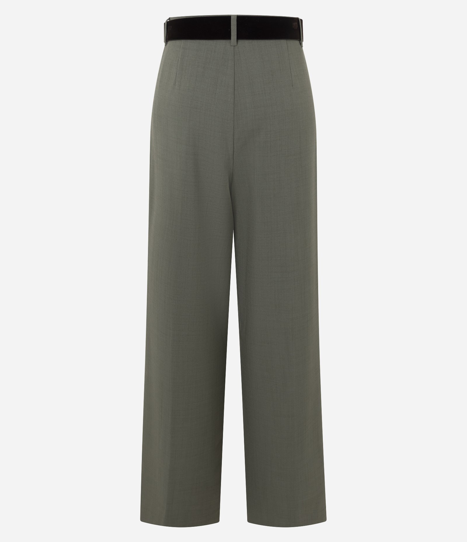 Calça Wide Leg Alfaiatada com Cinto em Suede Verde 8