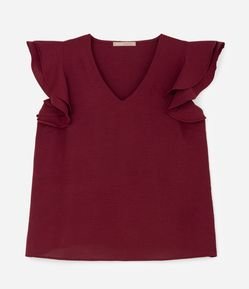 Blusa em Crepe com Babado Duplo no Ombro Curve & Plus Size