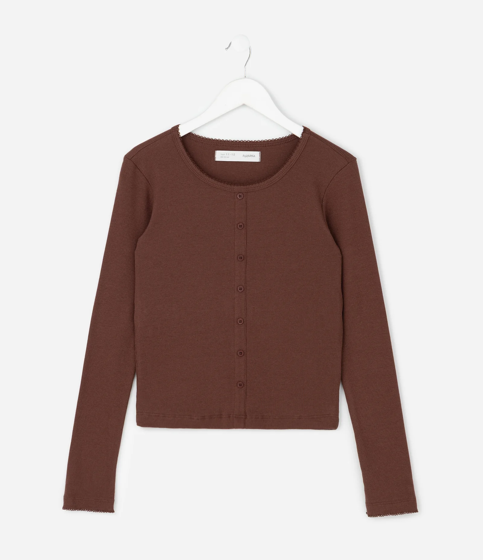 Blusa Infantil Baby Tee com Abotoamento Frontal – Tam 7 a 16 Anos Marrom Escuro 1