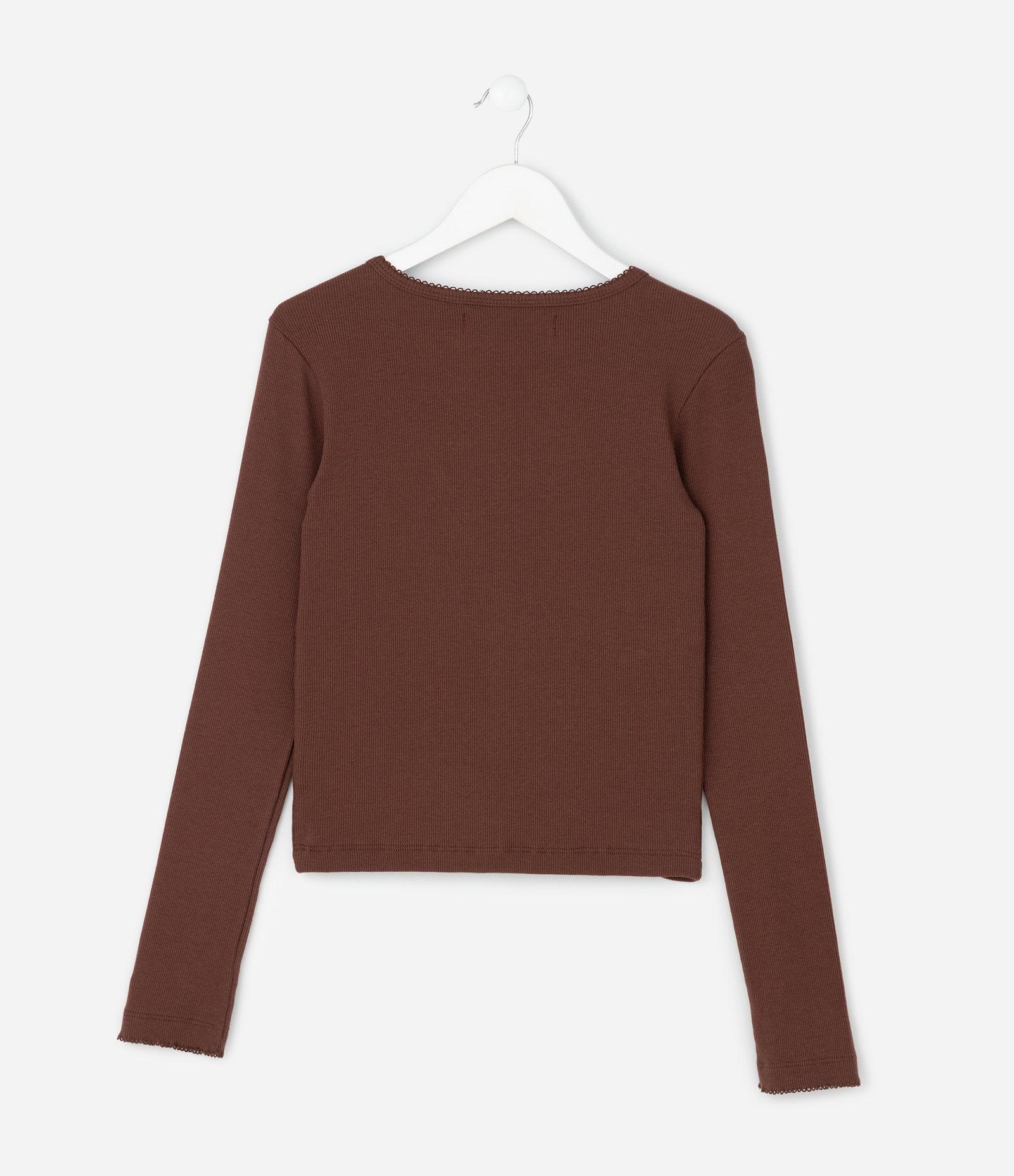 Blusa Infantil Baby Tee com Abotoamento Frontal – Tam 7 a 16 Anos Marrom Escuro 2
