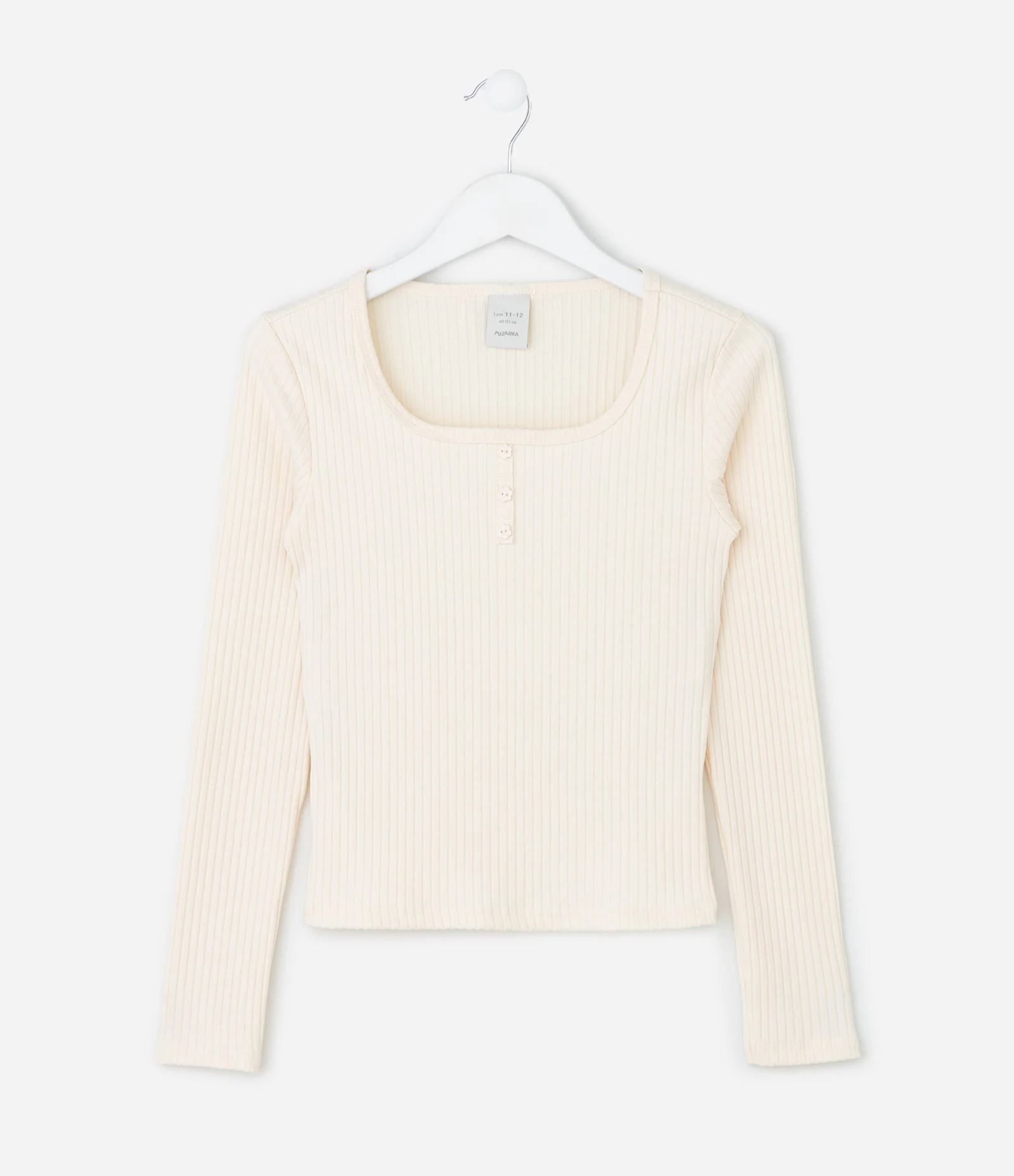 Blusa Infantil Baby Look com Peitilho Frontal – Tam 7 a 16 Anos Off White 1