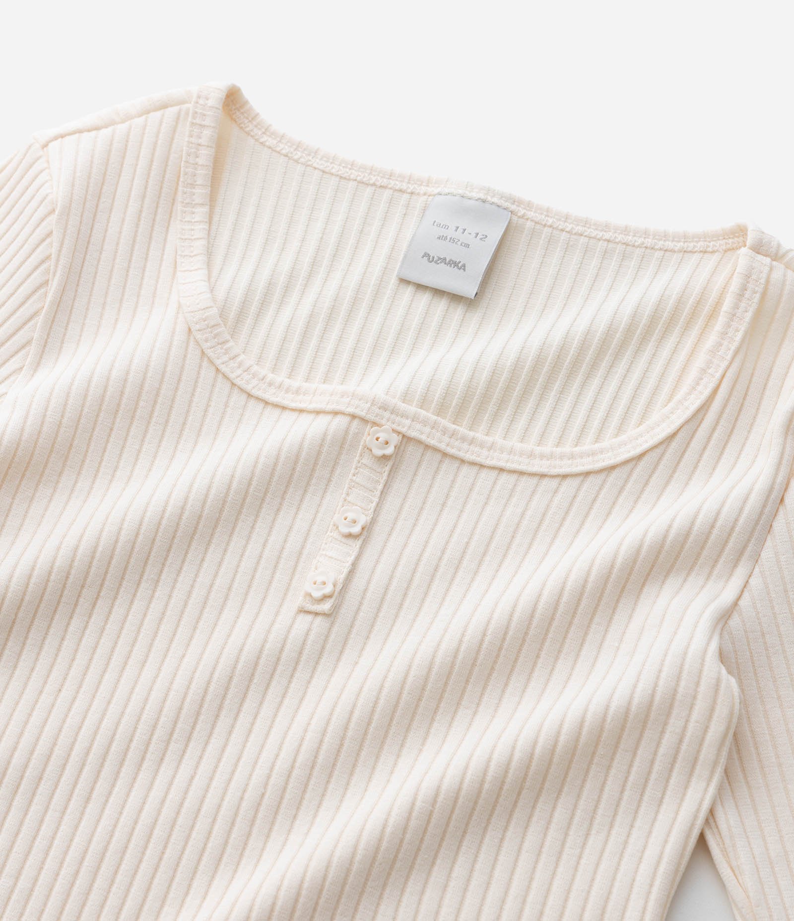 Blusa Infantil Baby Look com Peitilho Frontal – Tam 7 a 16 Anos Off White 5