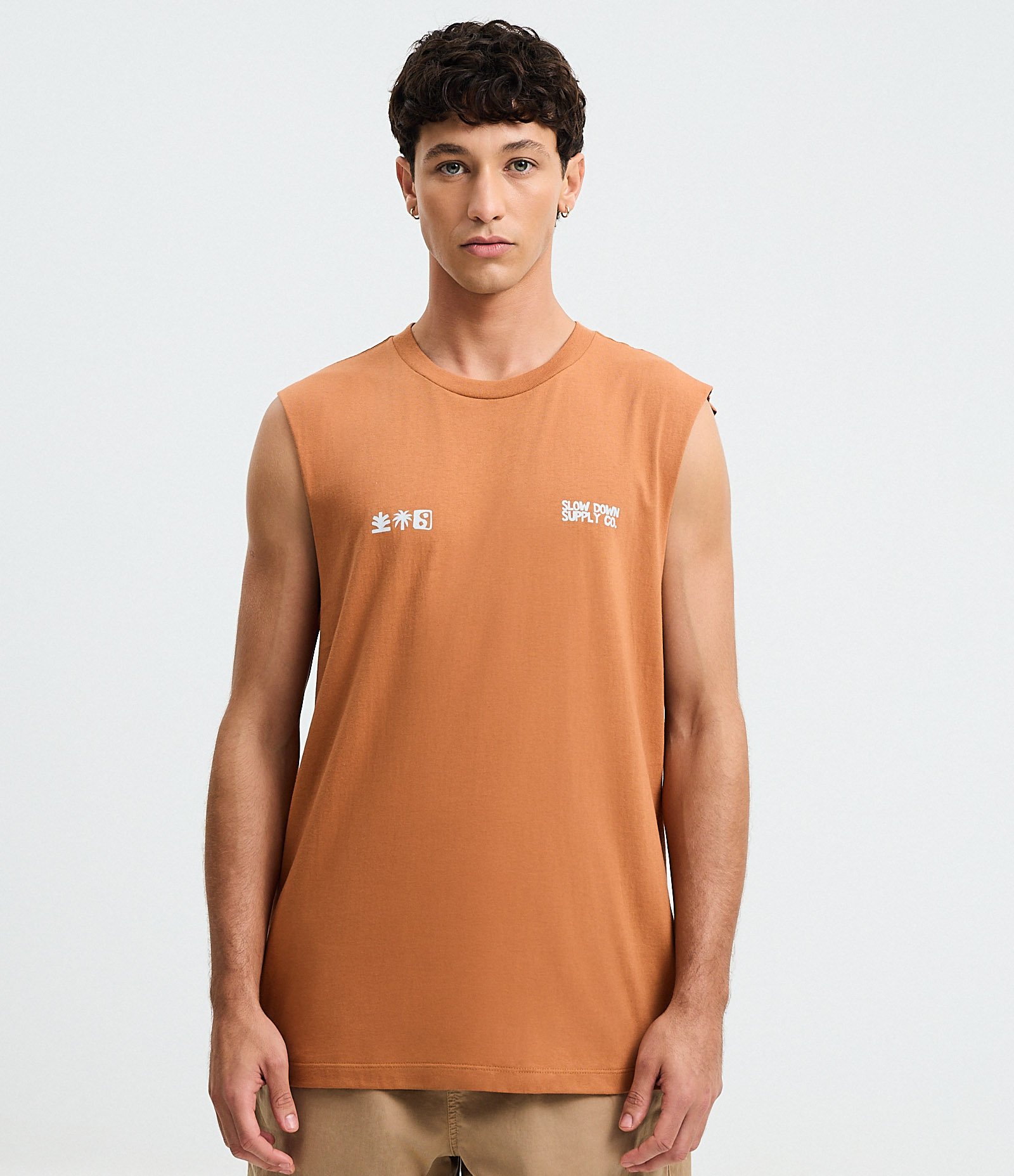 Regata Comfort em Algodão com Estampa Abstrata Laranja 1