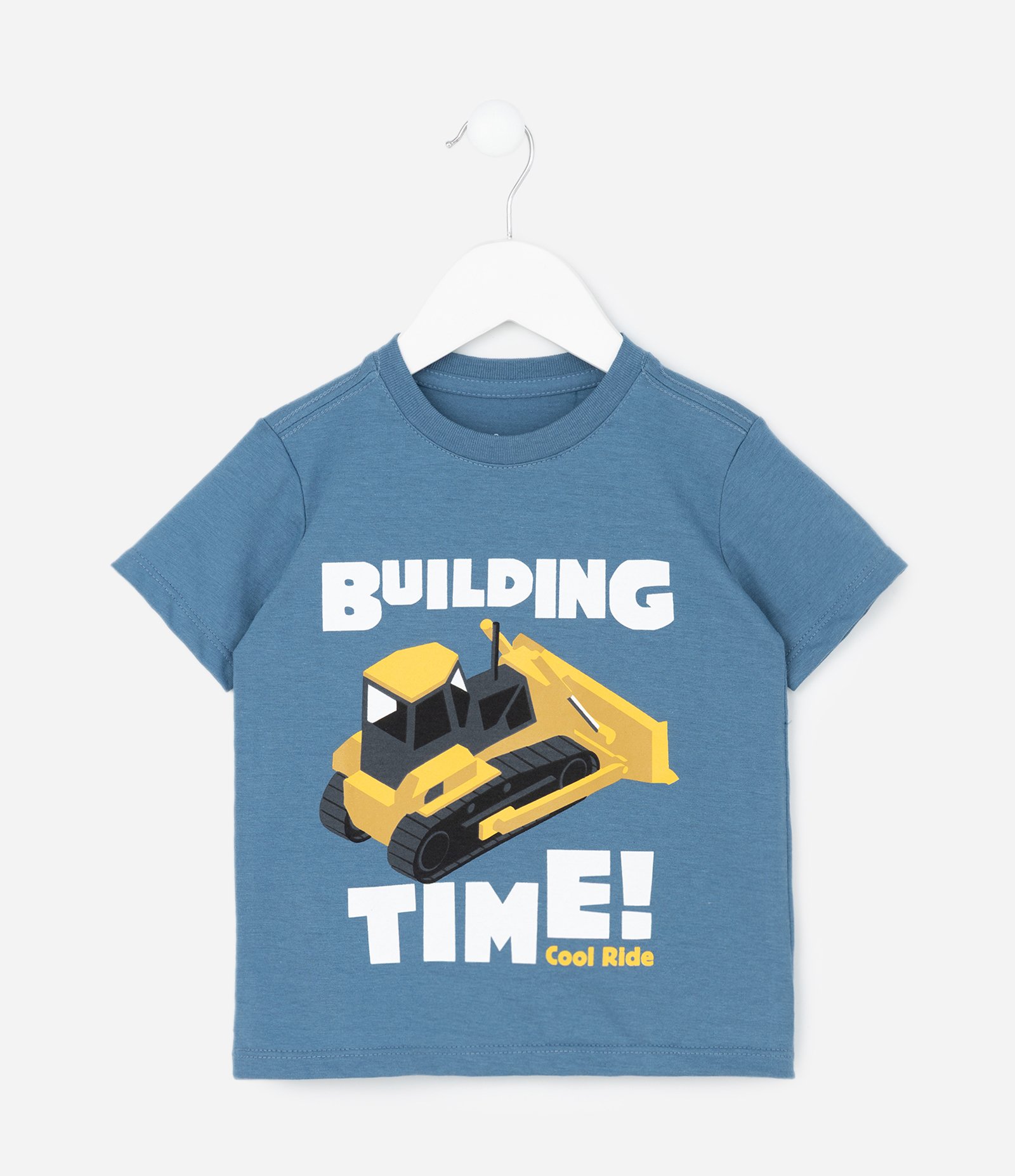 Camiseta Infantil com Estampa Escavadeira Divertida – Tam 1 a 6 Anos Azul 1