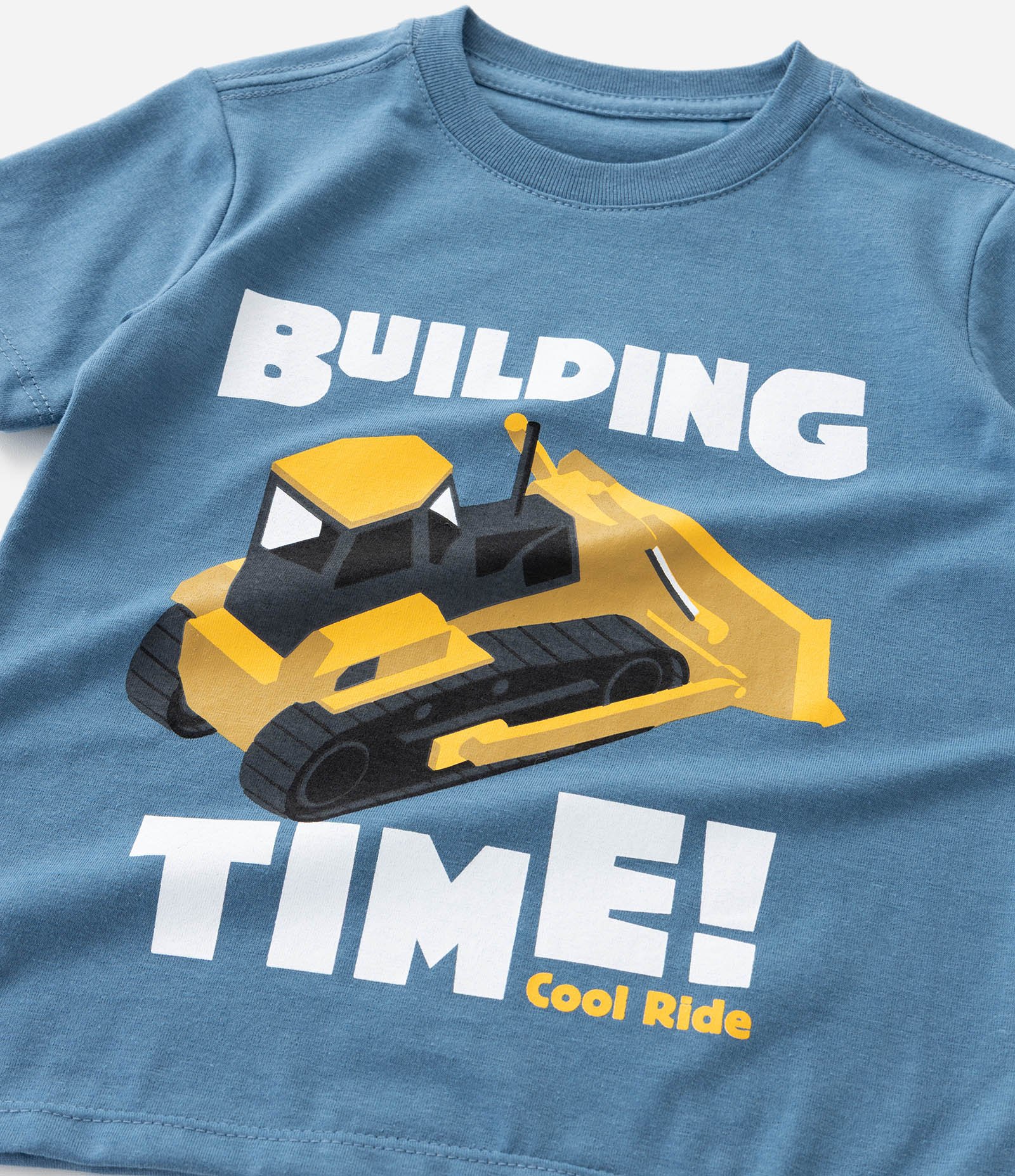 Camiseta Infantil com Estampa Escavadeira Divertida – Tam 1 a 6 Anos Azul 4