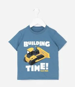 Camiseta Infantil com Estampa Escavadeira Divertida – Tam 1 a 6 Anos