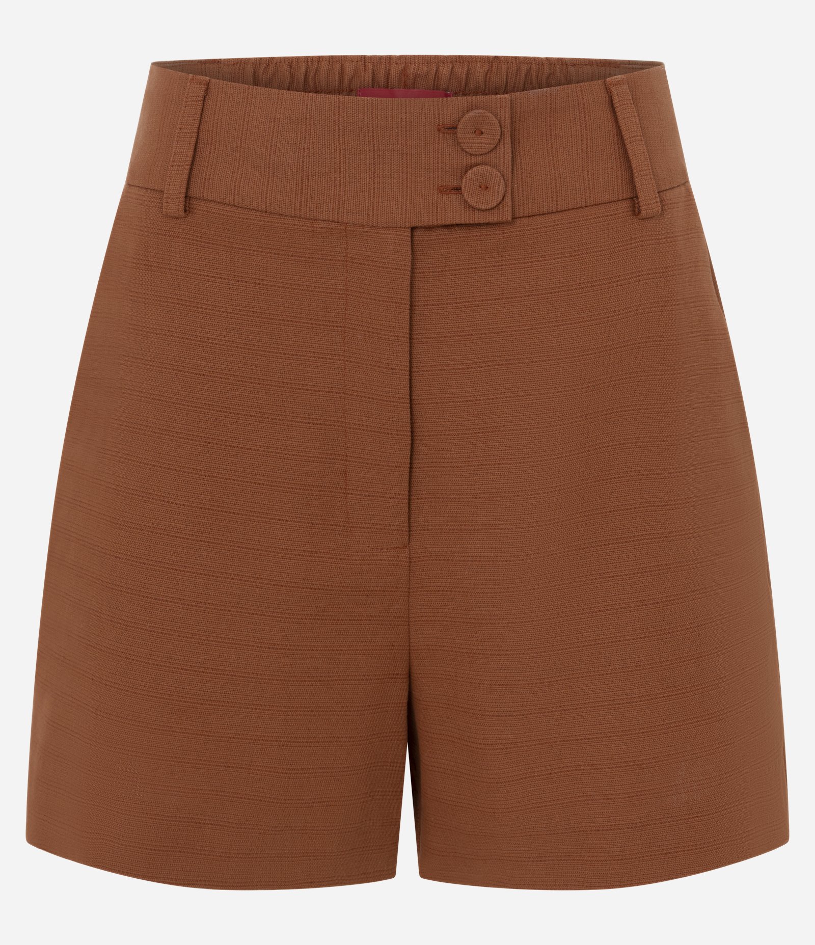 Short em Algodão com Cós Elástico e Passantes para Cinto Marrom 5