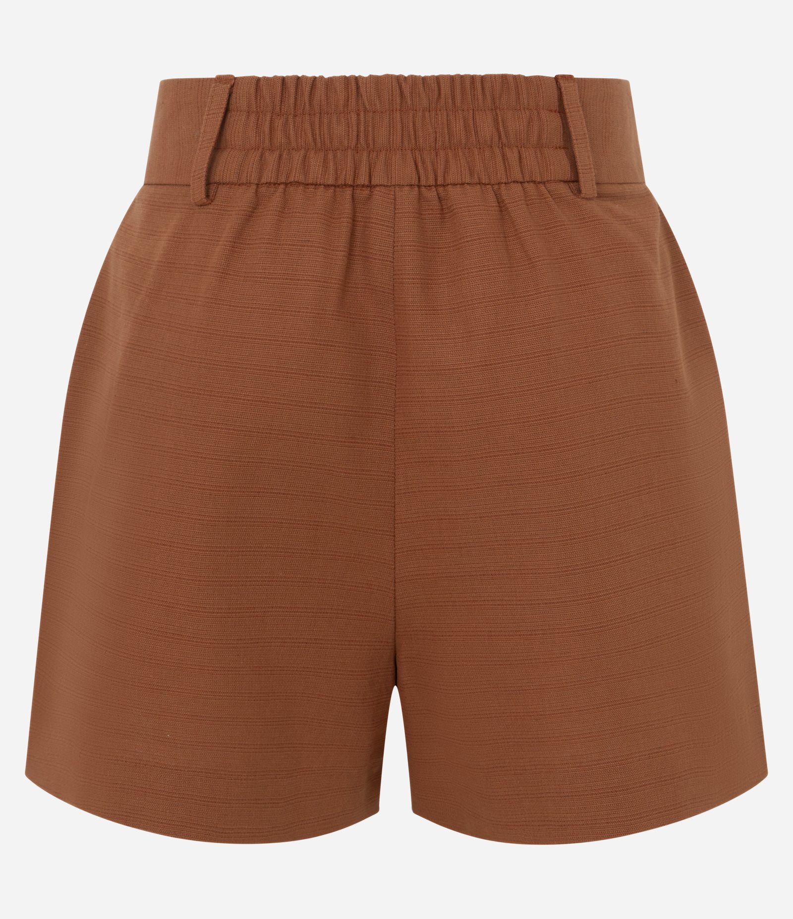 Short em Algodão com Cós Elástico e Passantes para Cinto Marrom 7