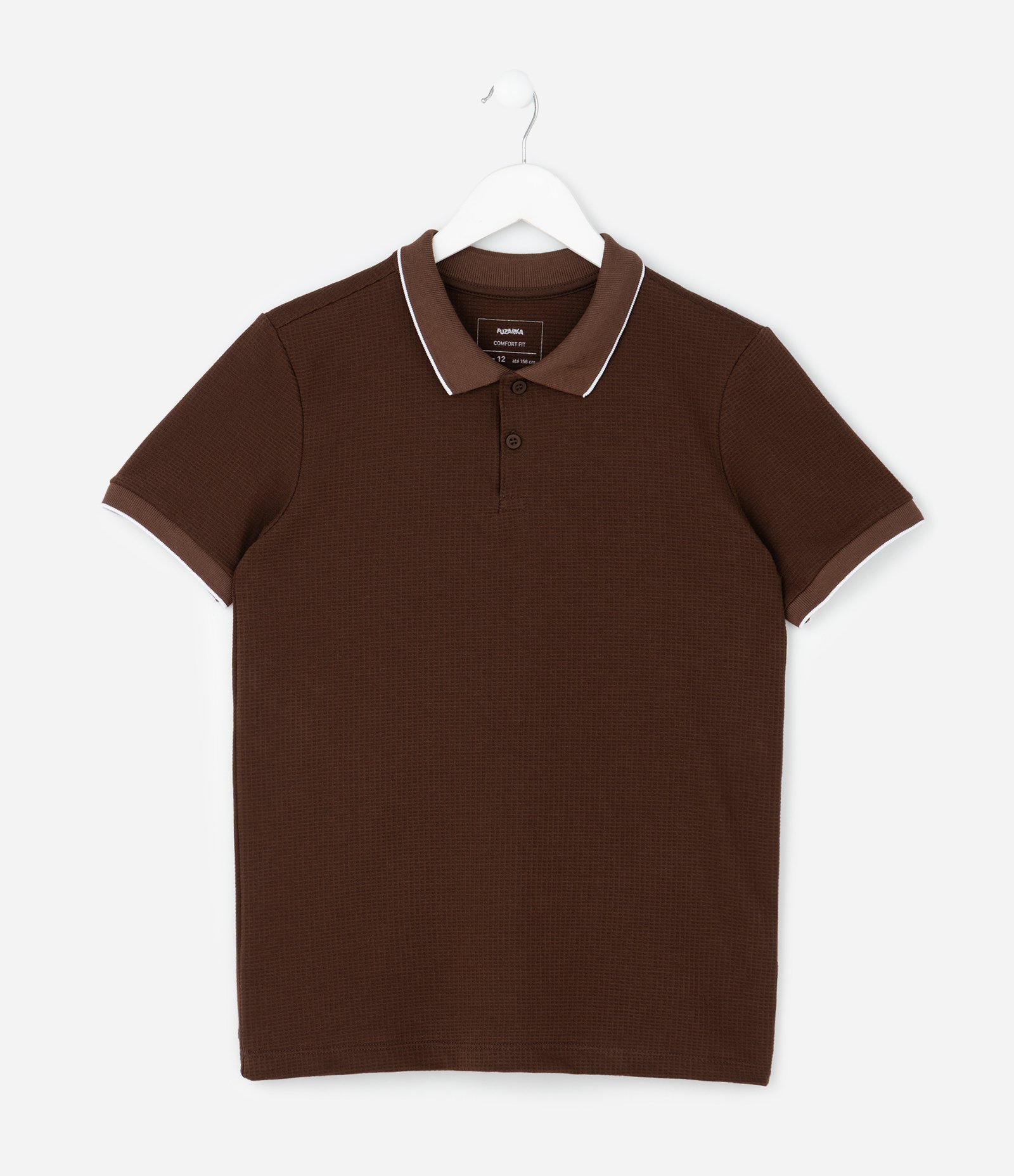 Camiseta Polo Infantil Texturizada - Tam 5 a 14 Anos Marrom 1