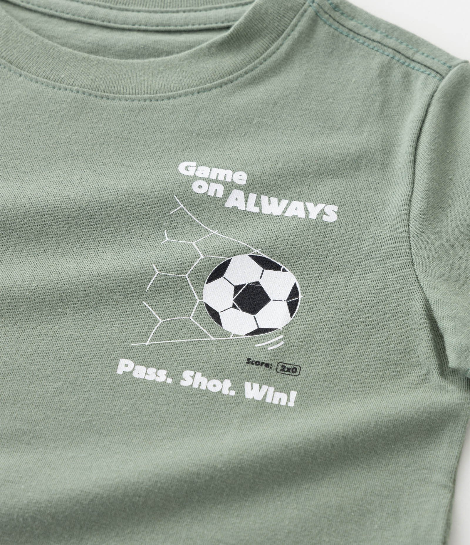 Camiseta Infantil em Algodão com Manga Curta e Estampa Bola no Gol Verde 4