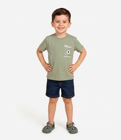 Camiseta Infantil em Algodão com Manga Curta e Estampa Bola no Gol