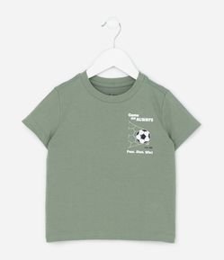 Camiseta Infantil em Algodão com Manga Curta e Estampa Bola no Gol