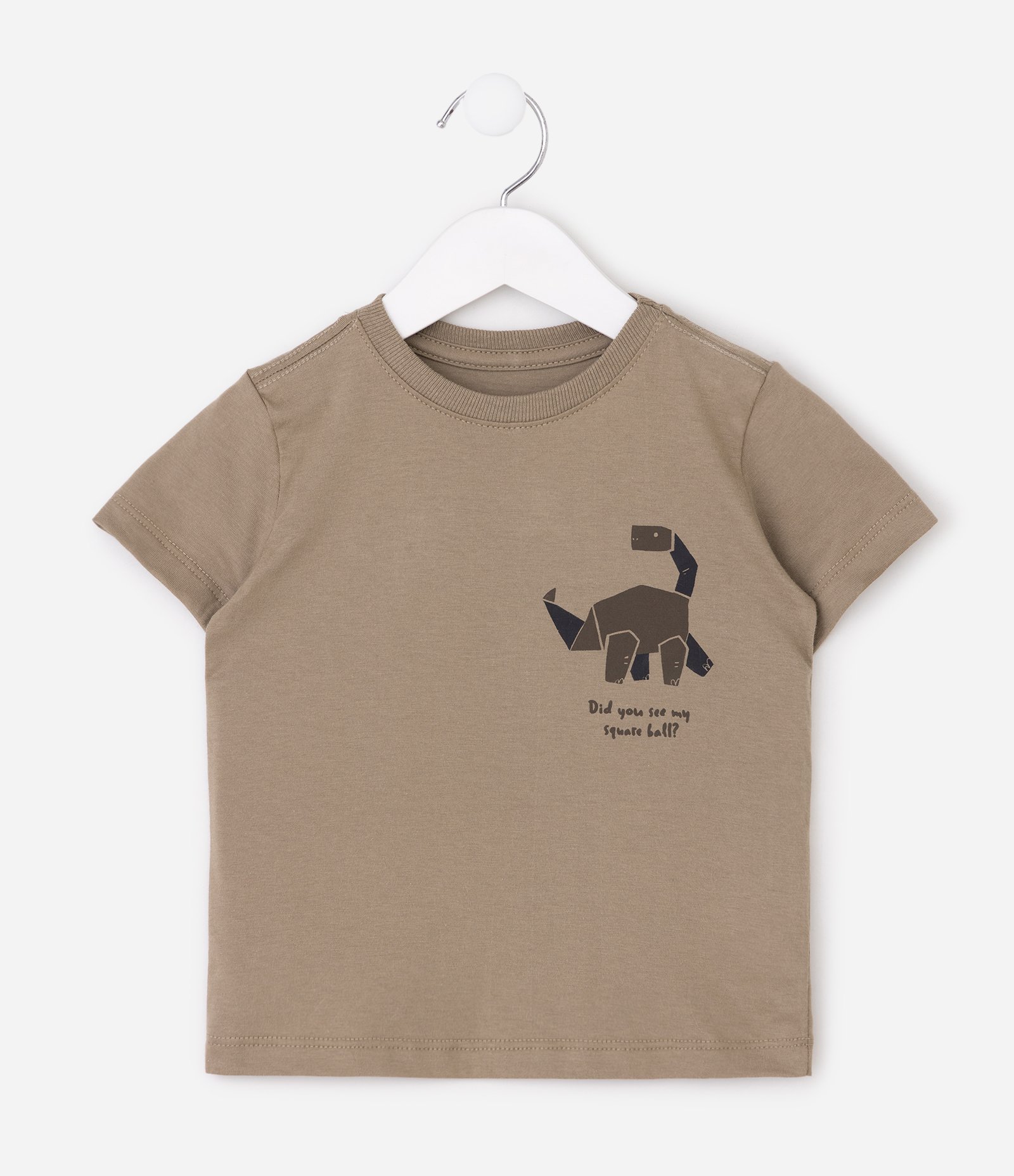 Camiseta Infantil em Algodão Estampa Dinossauro - Tam 1 a 6 Anos Marrom 2