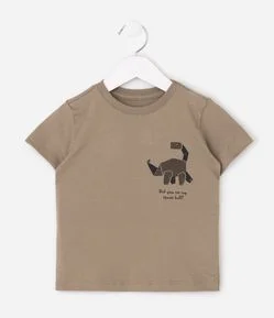 Camiseta Infantil em Algodão Estampa Dinossauro - Tam 1 a 6 Anos