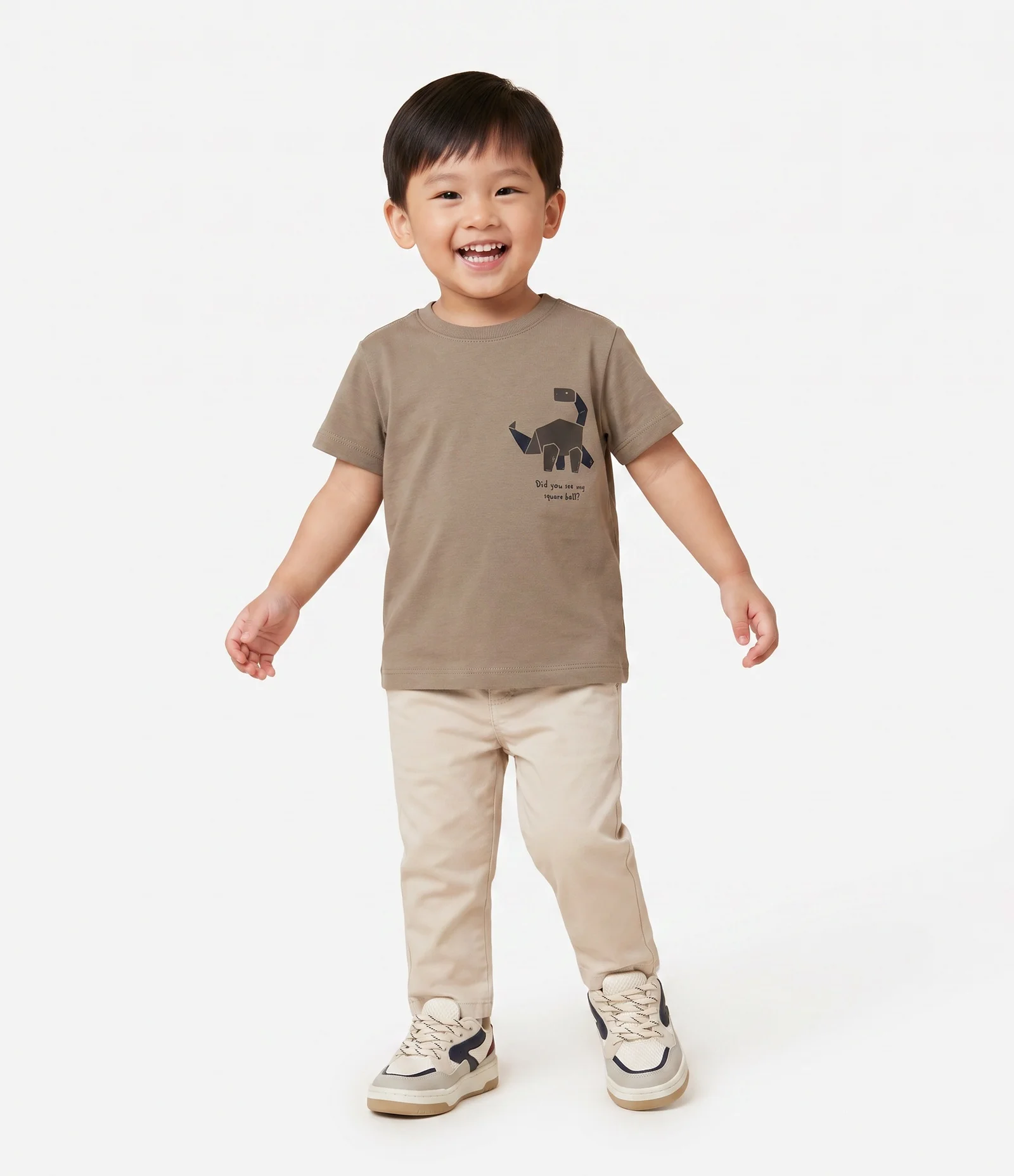 Camiseta Infantil em Algodão Estampa Dinossauro - Tam 1 a 6 Anos Marrom 1