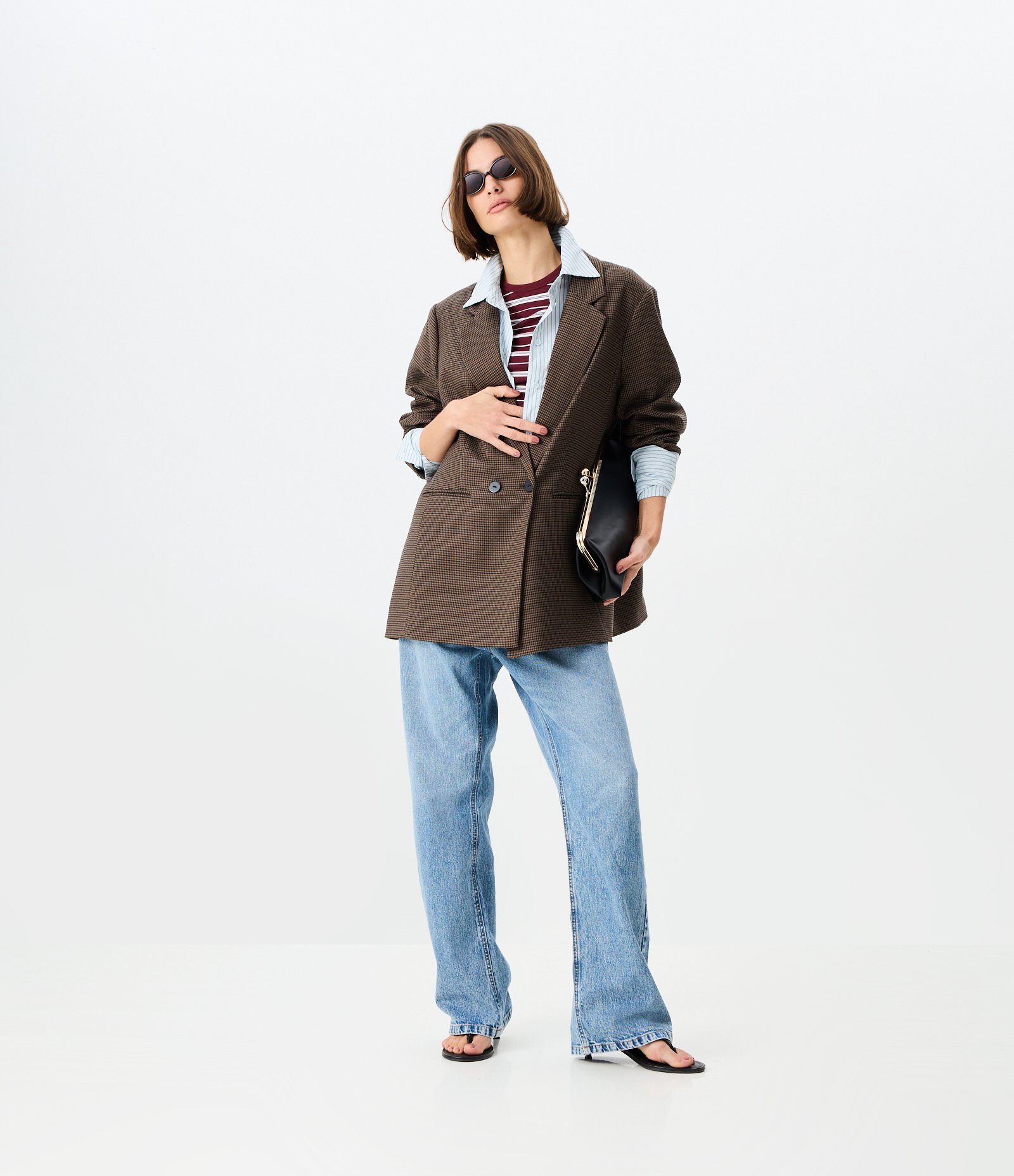 Blazer Alongado Alfaiatado Xadrez Marrom 2