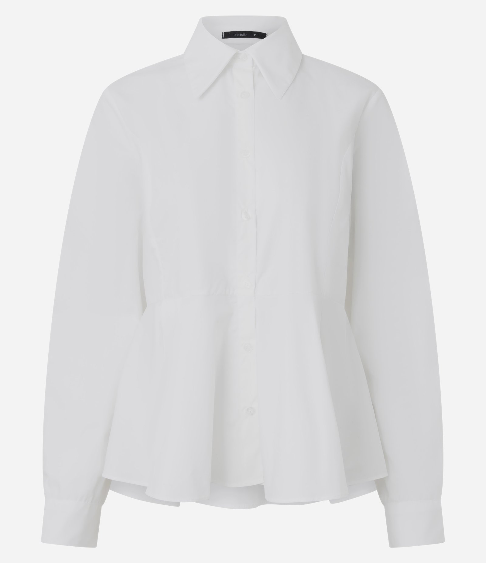 Camisa Peplum em Tricoline com Manga Longa Branco 5