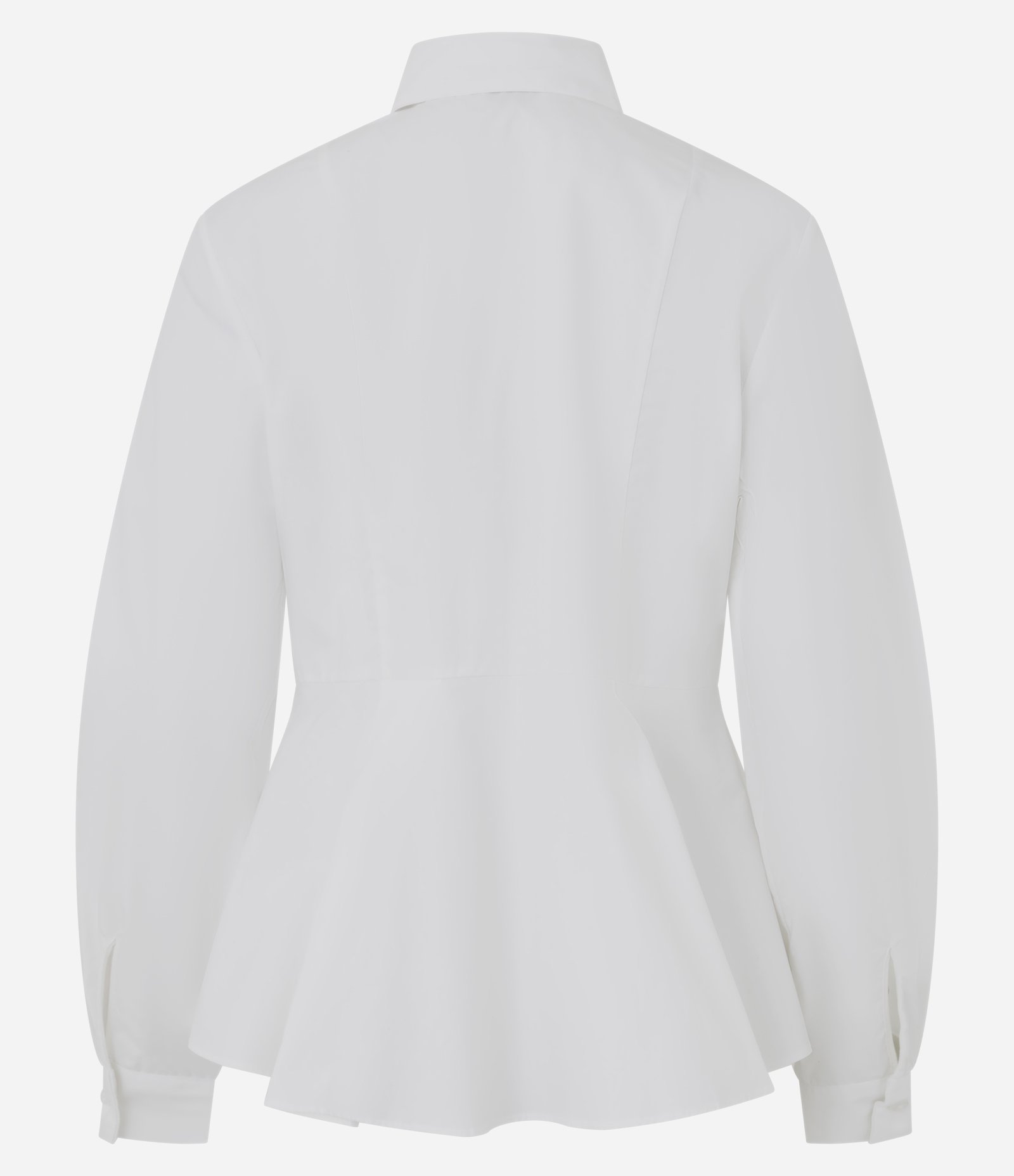Camisa Peplum em Tricoline com Manga Longa Branco 6