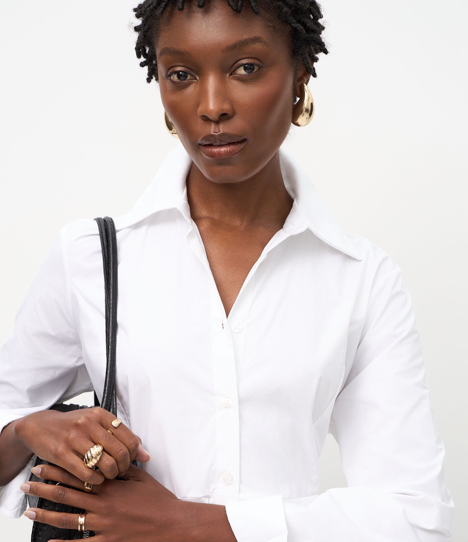 Camisa Peplum em Tricoline com Manga Longa Branco 3