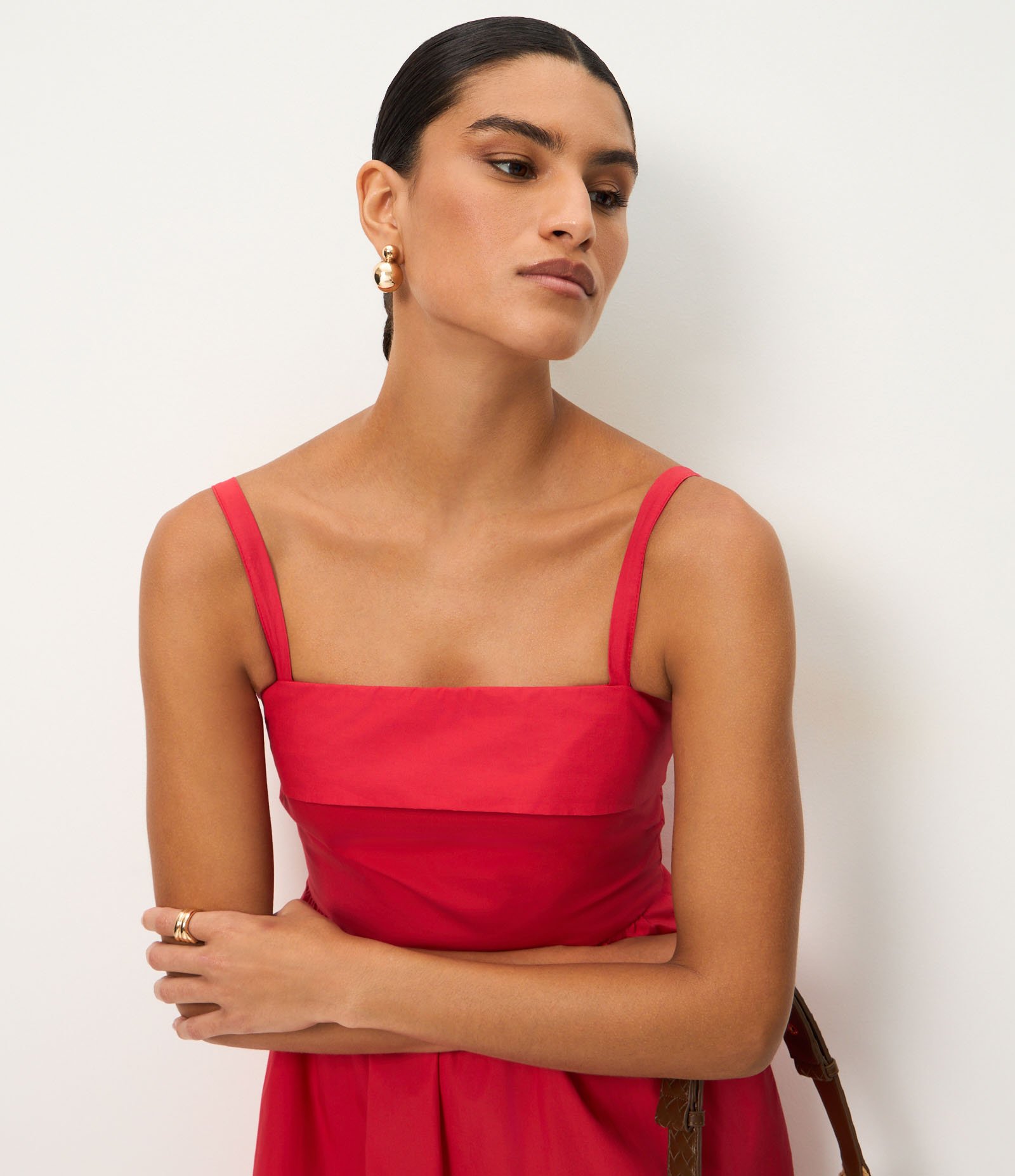 Vestido Longo em Algodão com Alças Finas Vermelho 3