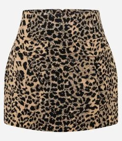 Short Saia Animal Print com Lapelas Frontais