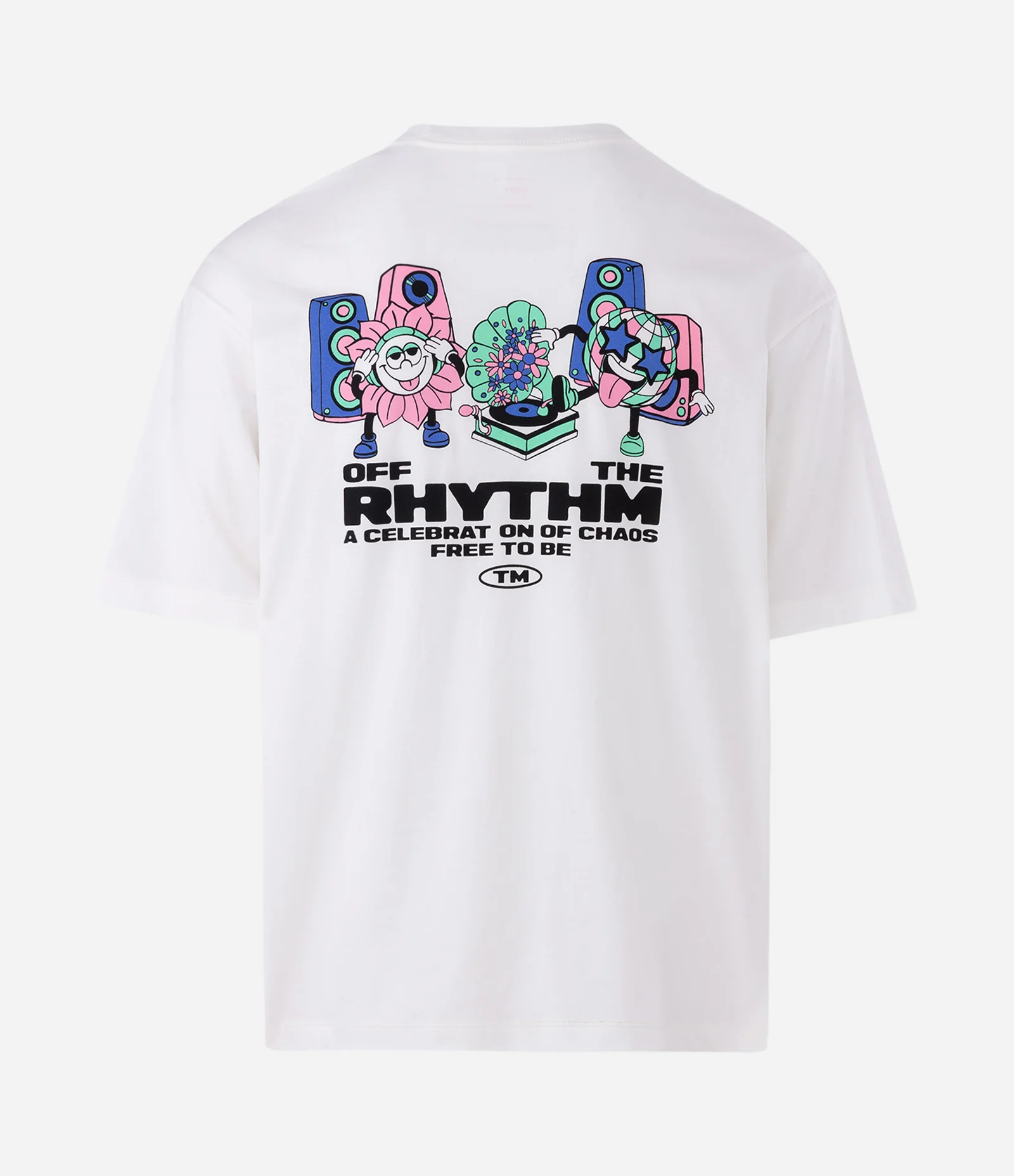 Camiseta Boxy em Malhão com Estampa Off the Rhythm Branco 2