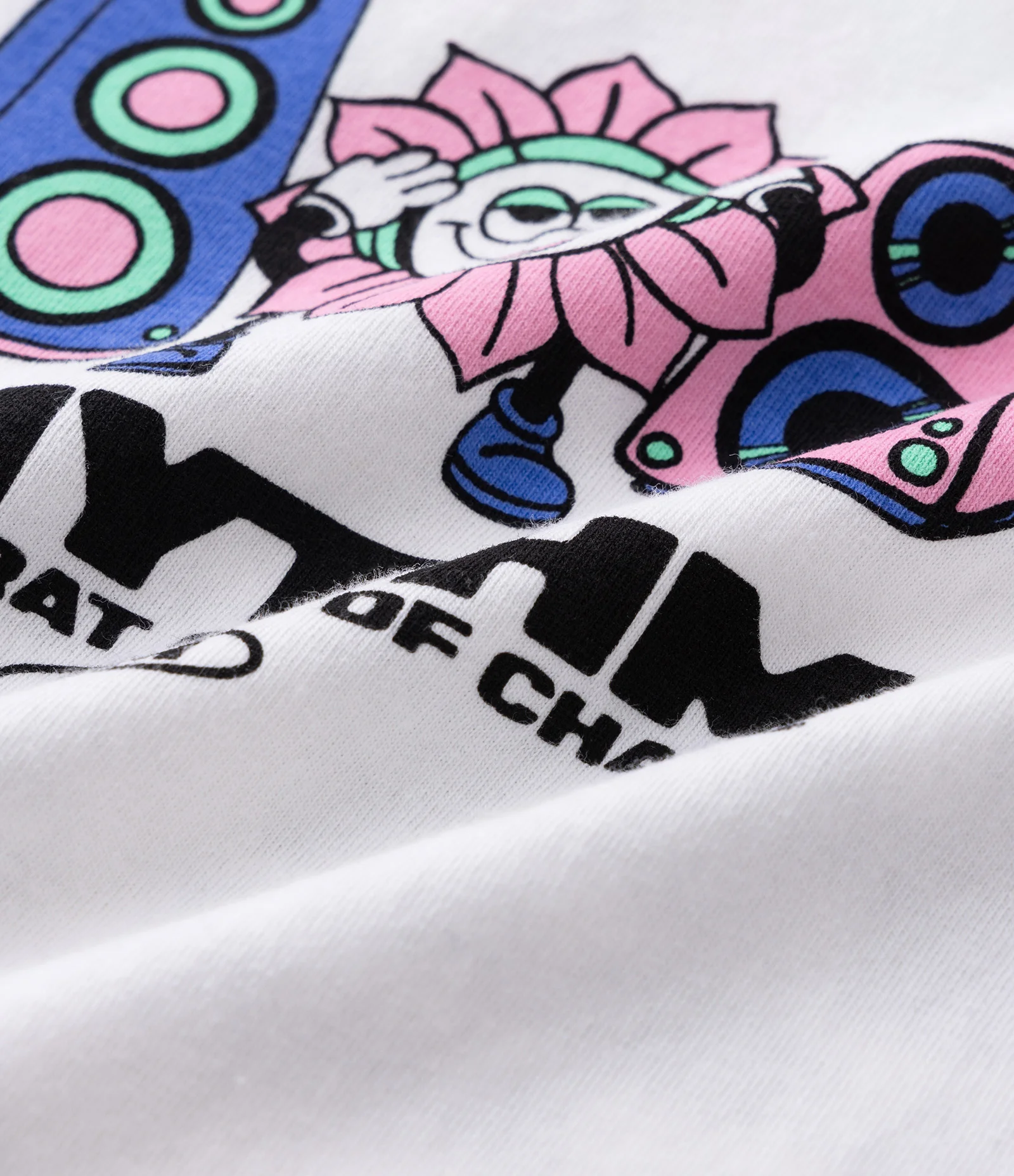 Camiseta Boxy em Malhão com Estampa Off the Rhythm Branco 3