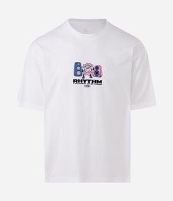 Camiseta Boxy em Malhão com Estampa Off the Rhythm