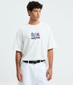 Camiseta Boxy em Malhão com Estampa Off the Rhythm