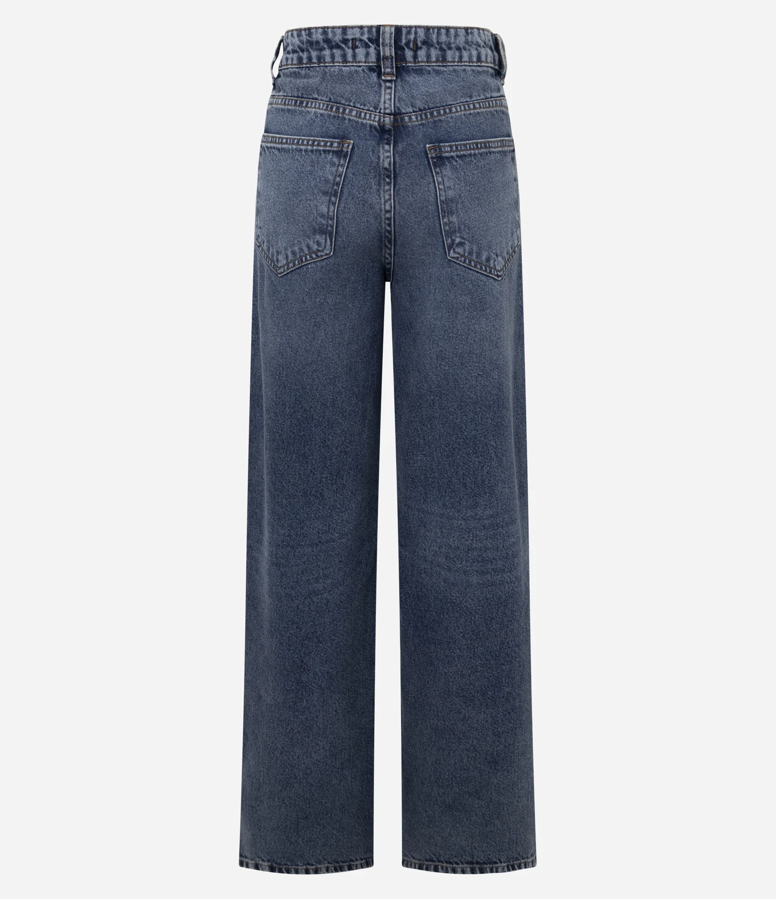 Calça Wide em Jeans com Tachas Laterais e Cintura Média Azul 6