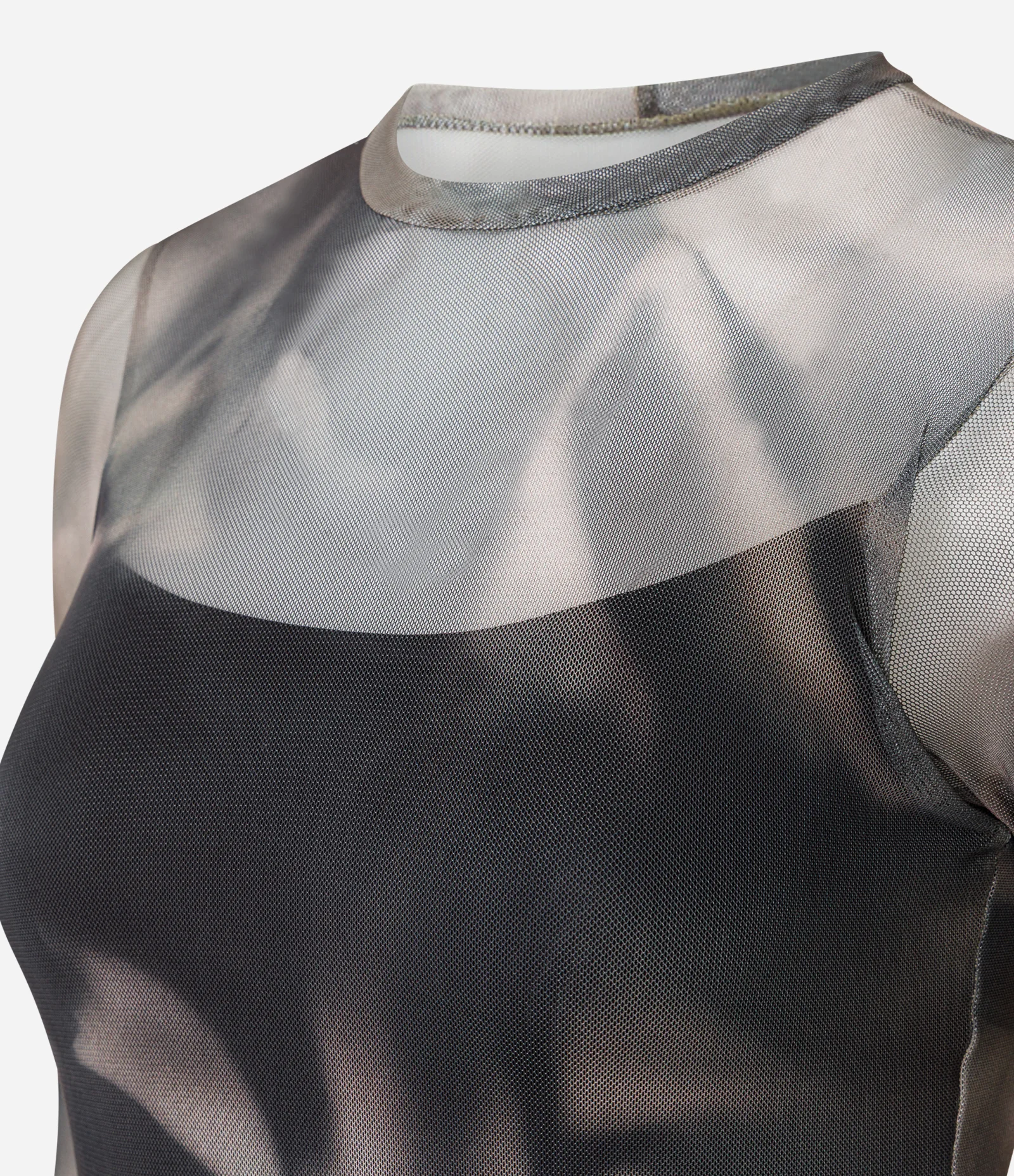 Vestido Longo em Tule com Estampa Efeito Manchado Cinza 6