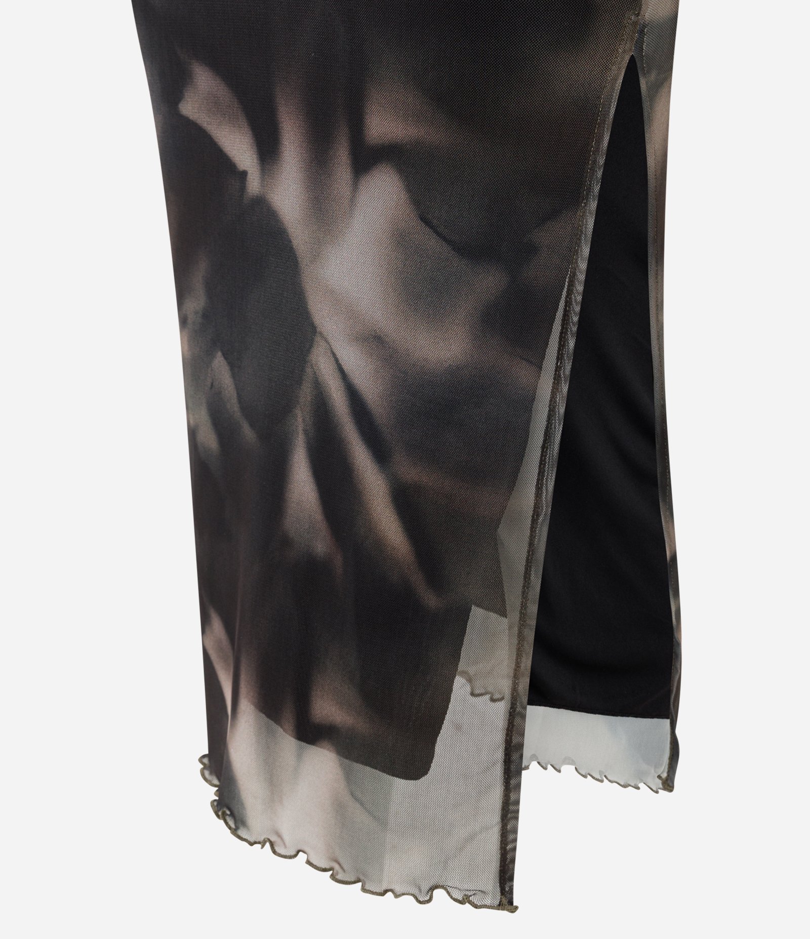 Vestido Longo em Tule com Estampa Efeito Manchado Cinza 7