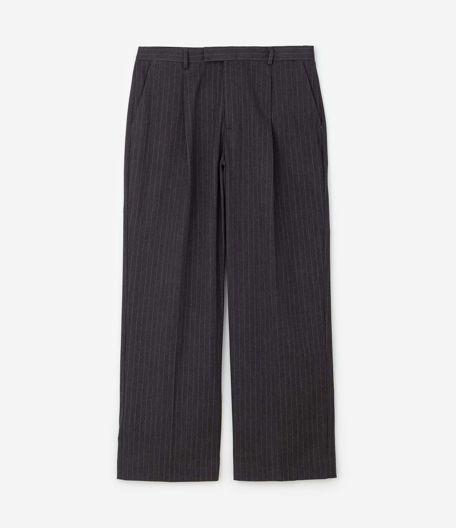 Calça Alfaiatada Wide Leg com Risca de Giz Cinza 7