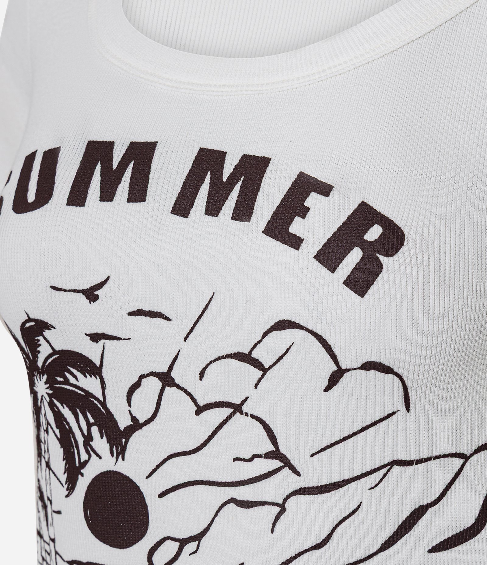 Blusa Baby Tee em Ribana com Estampa Paisagem Summer Off White 4