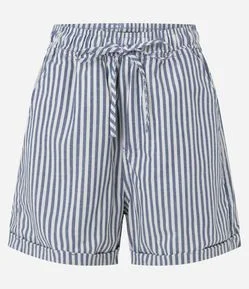 Short Runner em Jeans com Cós Elástico e Amarração