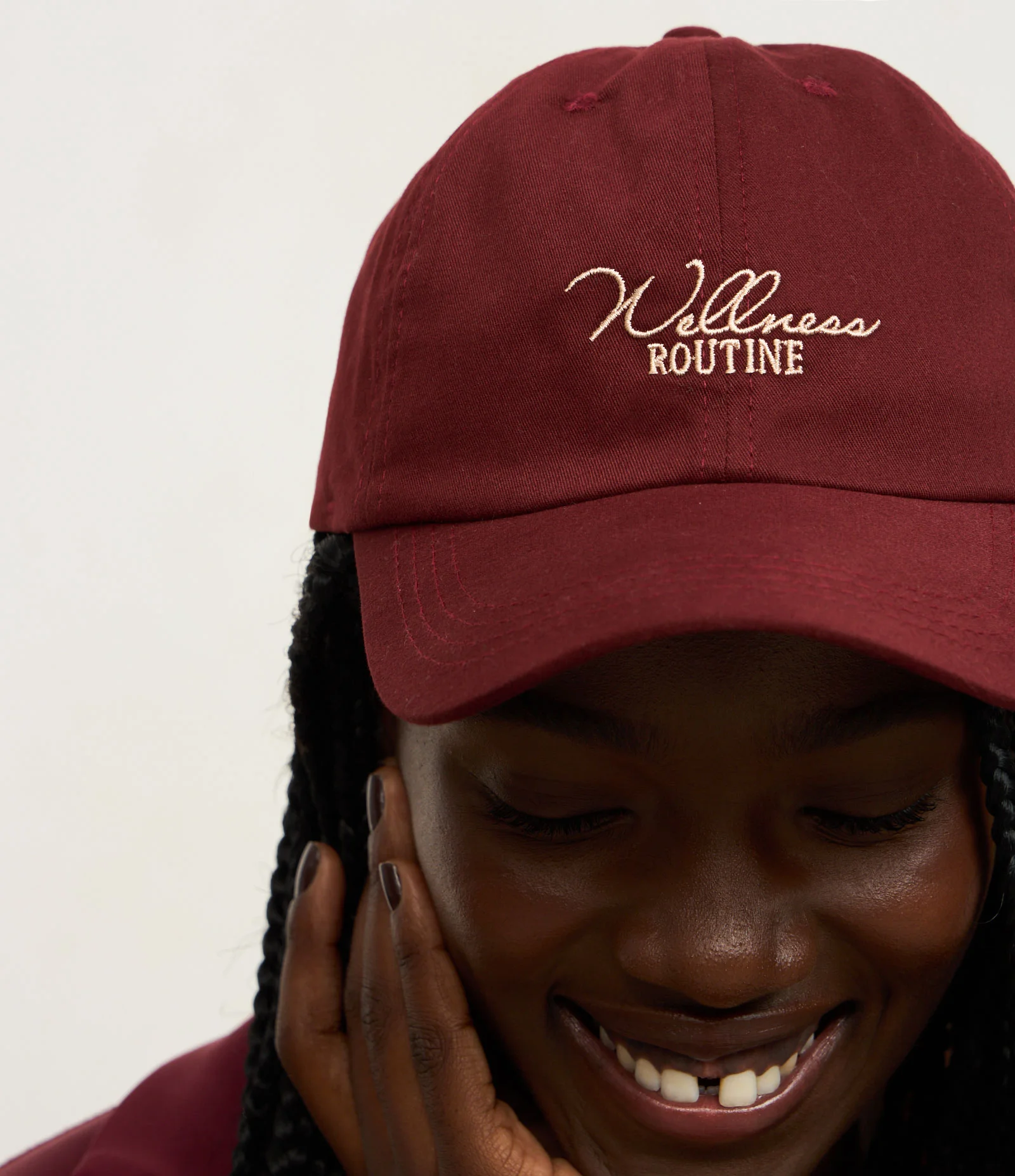 Boné Aba Curva em Sarja com Bordado Wellness Routine Vermelho 6