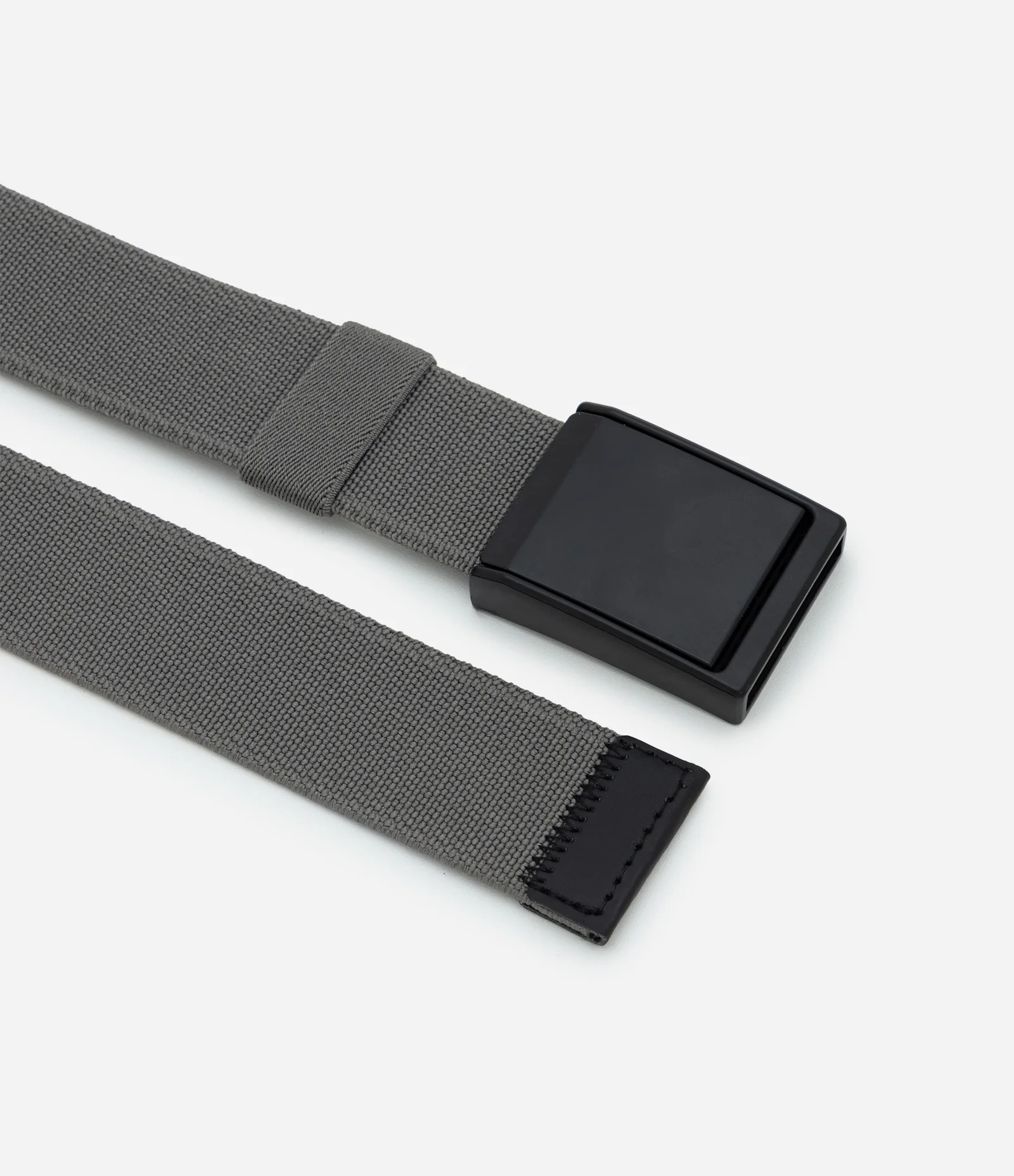 Cinto em Poliéster Liso Estilo Militar com Fita Elástica Cinza 2