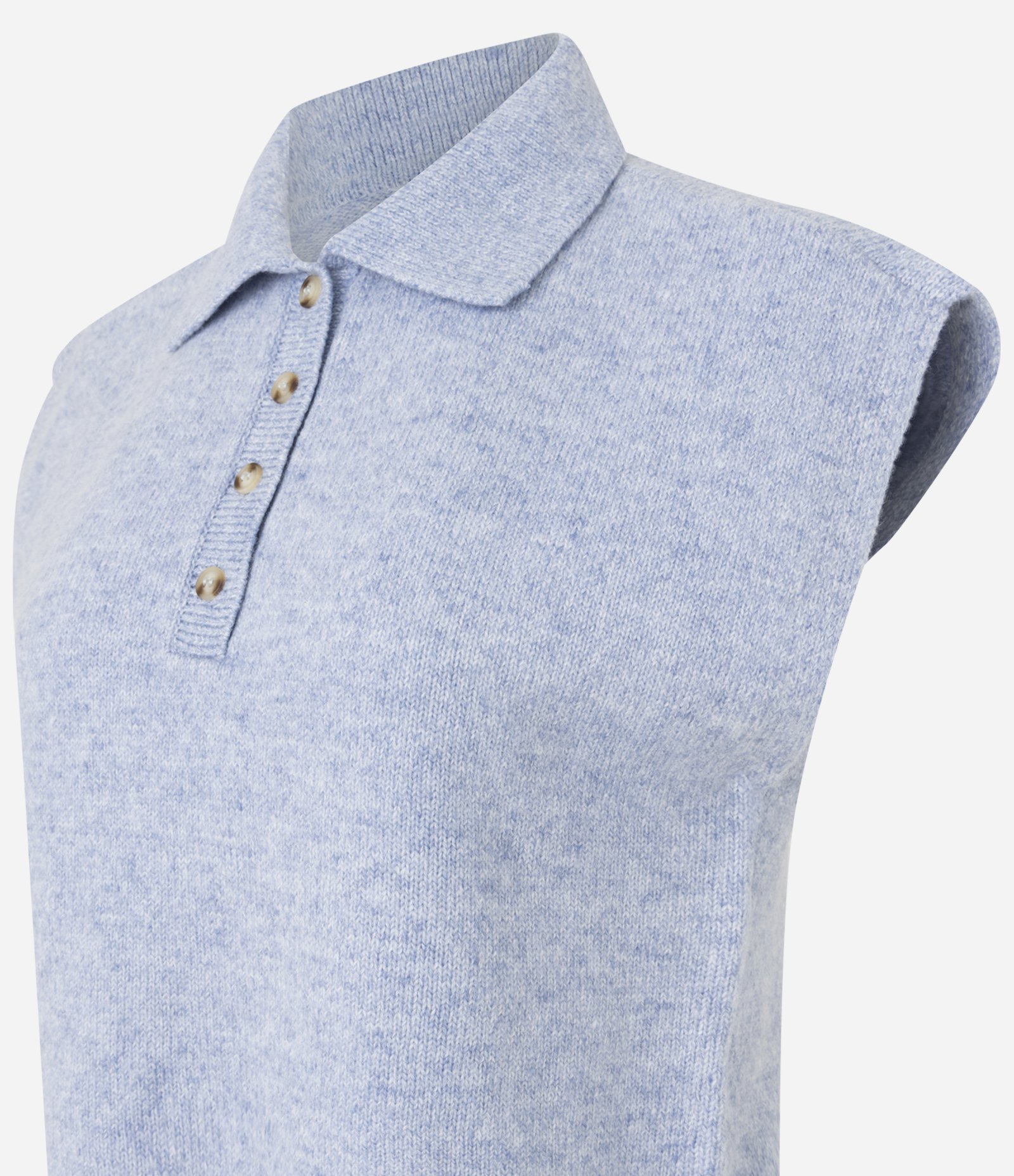 Colete em Tricô com Gola Polo Azul 5