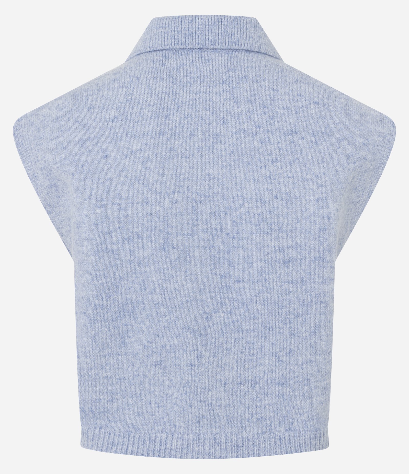 Colete em Tricô com Gola Polo Azul 6