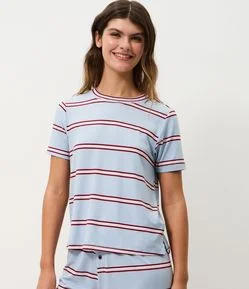 Blusa de Pijama em Peach Touch com Estampa de Listras