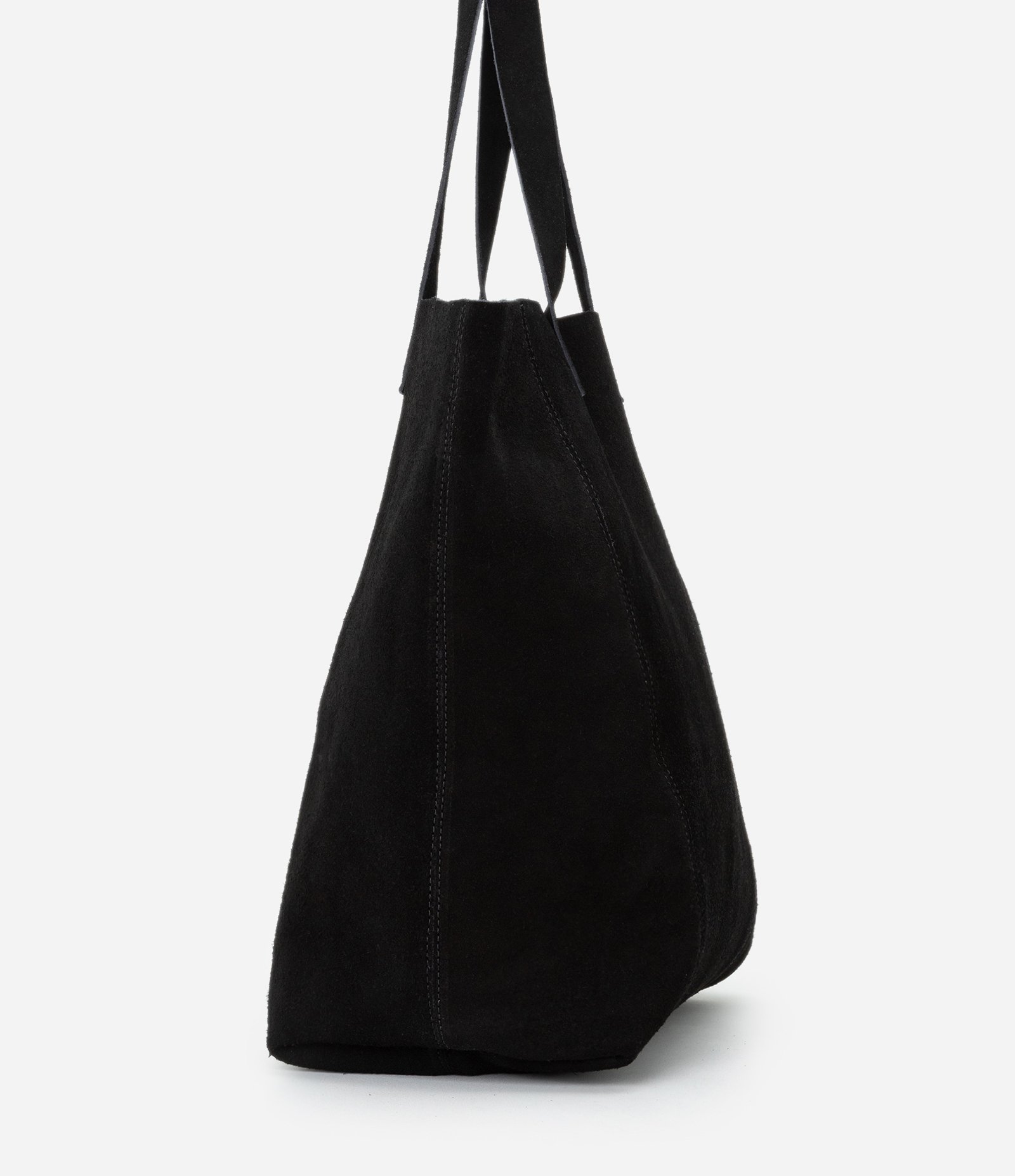 Bolsa Tote em Camurça com Costura Aparente Preto 2