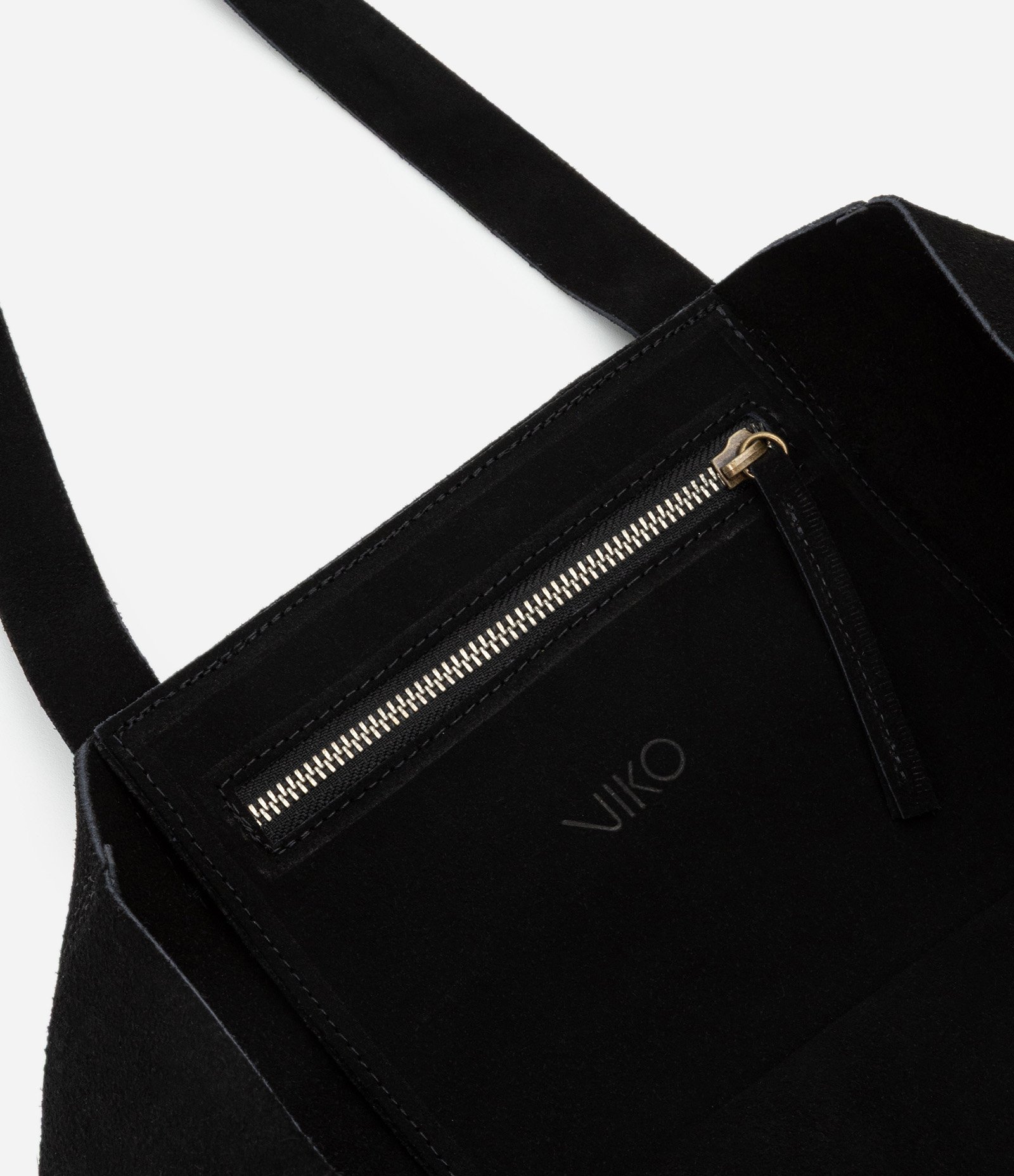 Bolsa Tote em Camurça com Costura Aparente Preto 4