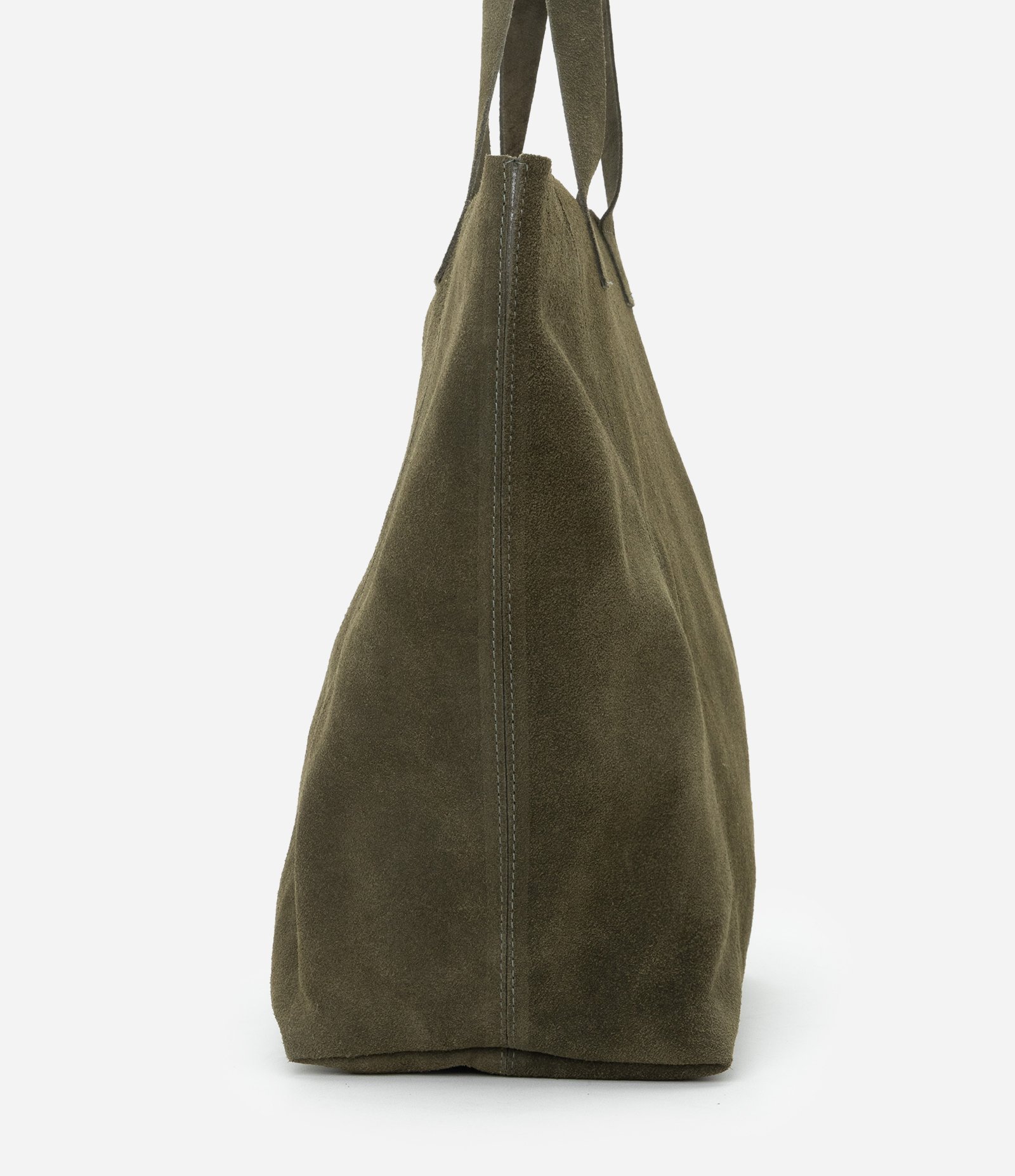 Bolsa Tote em Camurça com Costura Aparente Verde 2