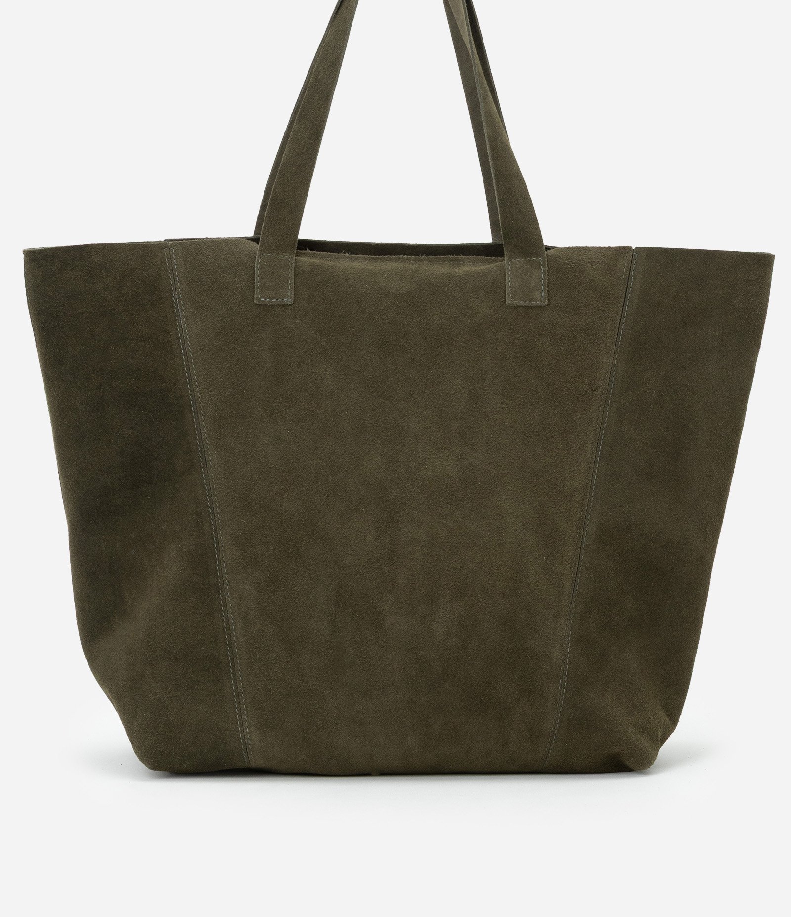 Bolsa Tote em Camurça com Costura Aparente Verde 3
