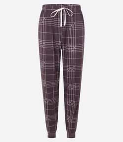 Calça de Pijama em Peach Touch com Estampa Xadrez