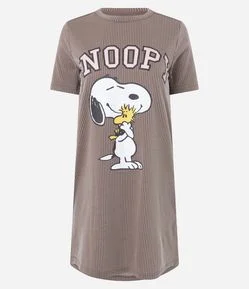 Camisola Curta em Peach Touch com Estampa Fio Tinto e Snoopy