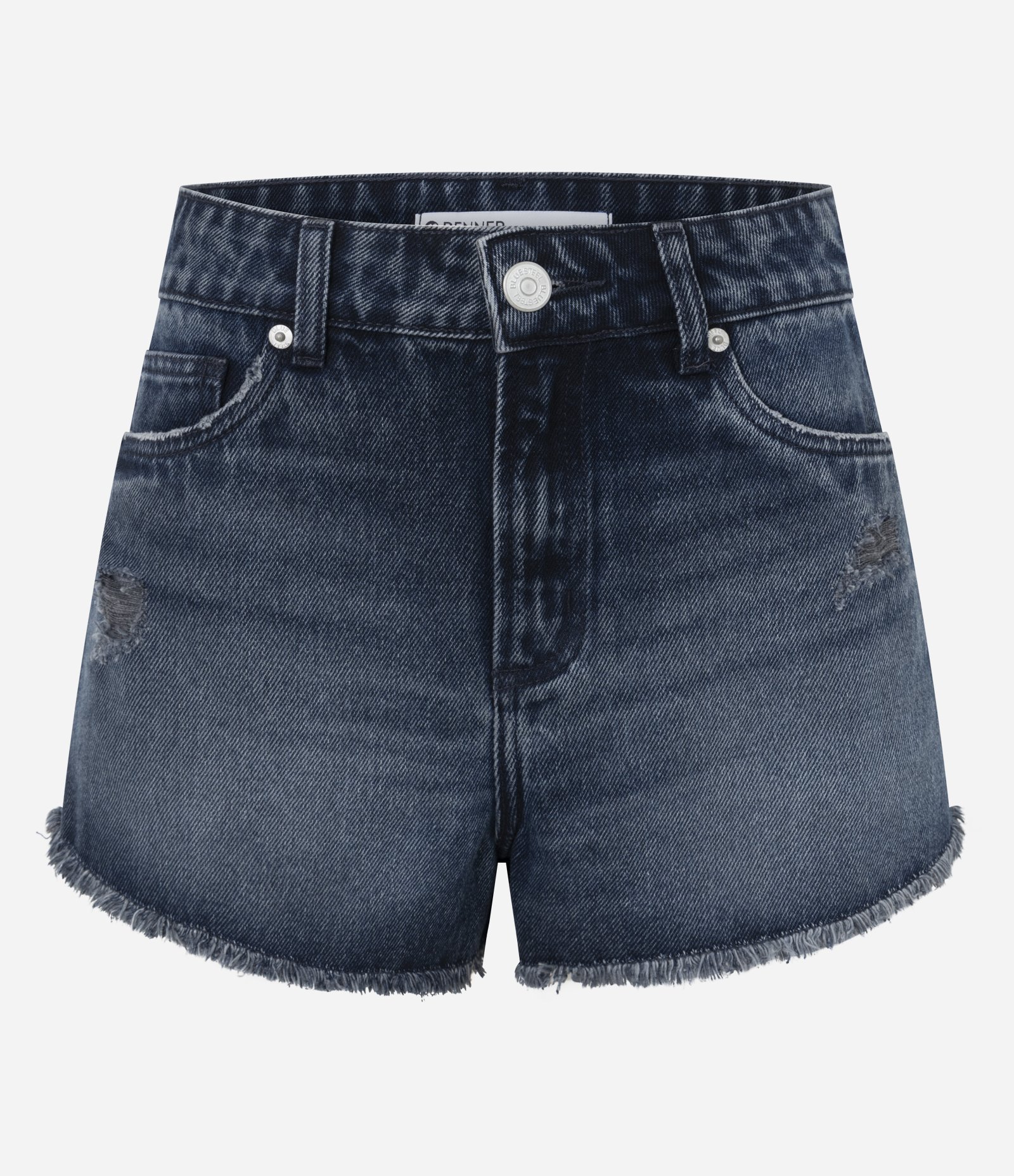 Short Slim Cintura Médio em Jeans com Barra Desfiada Azul Escuro 5