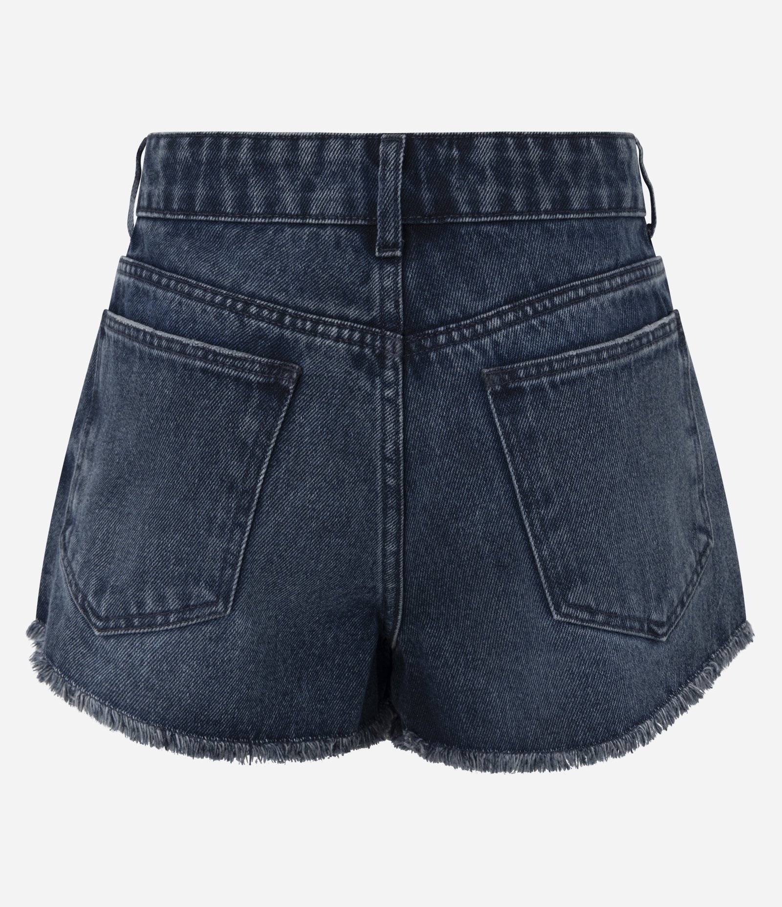 Short Slim Cintura Médio em Jeans com Barra Desfiada Azul Escuro 6